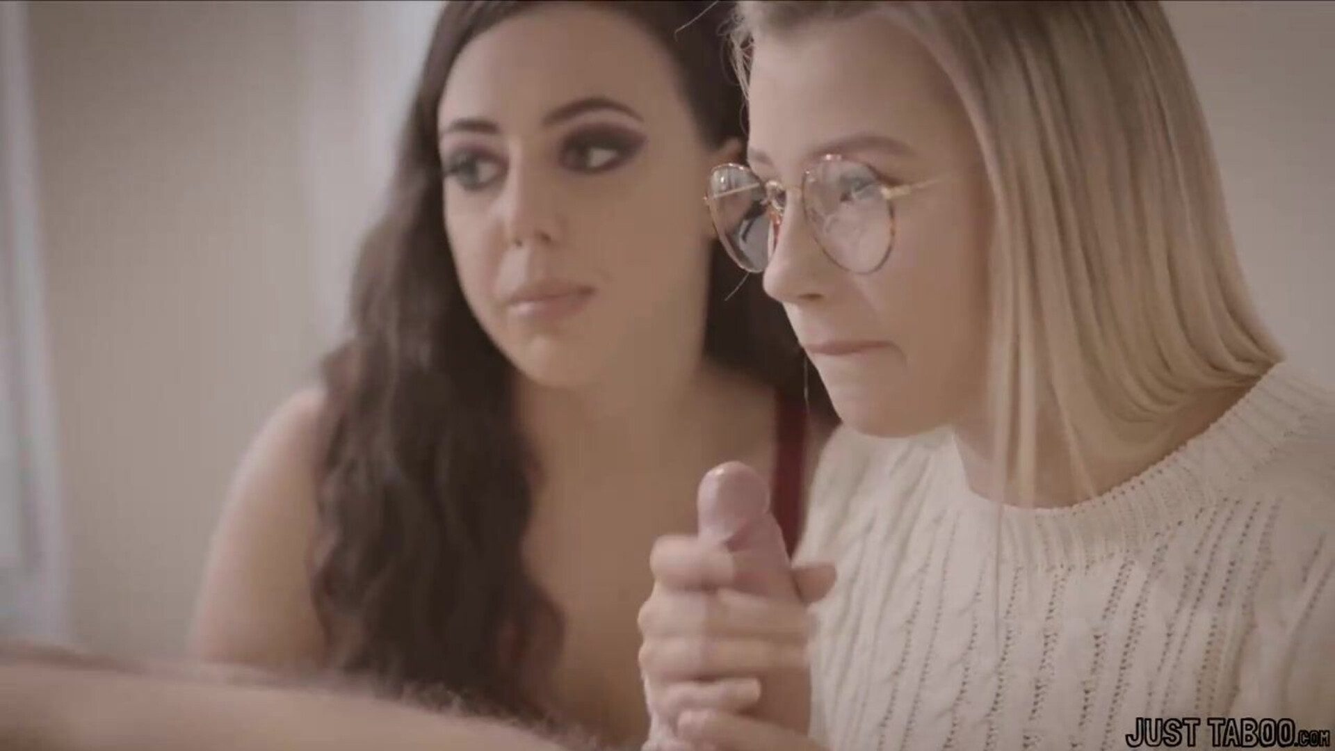 Don't be shy. I'll show you how it's done! - threesome - virgin - taboo - petite - blonde - brunette - ffm - small tits - fantasy - intense sex