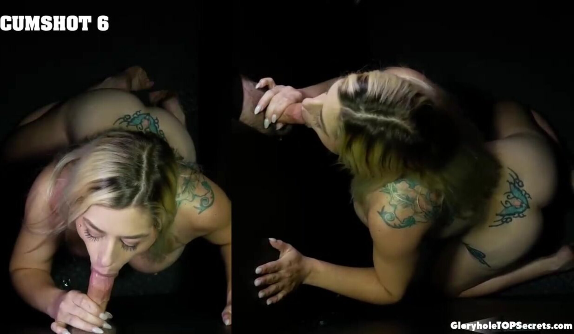 Fuck yeah Bambi, round number FOUR! - gloryhole - big tits - blonde - blowjob - oral - deepthroat - cumshot - facial - cum swallowing - cum on tongue