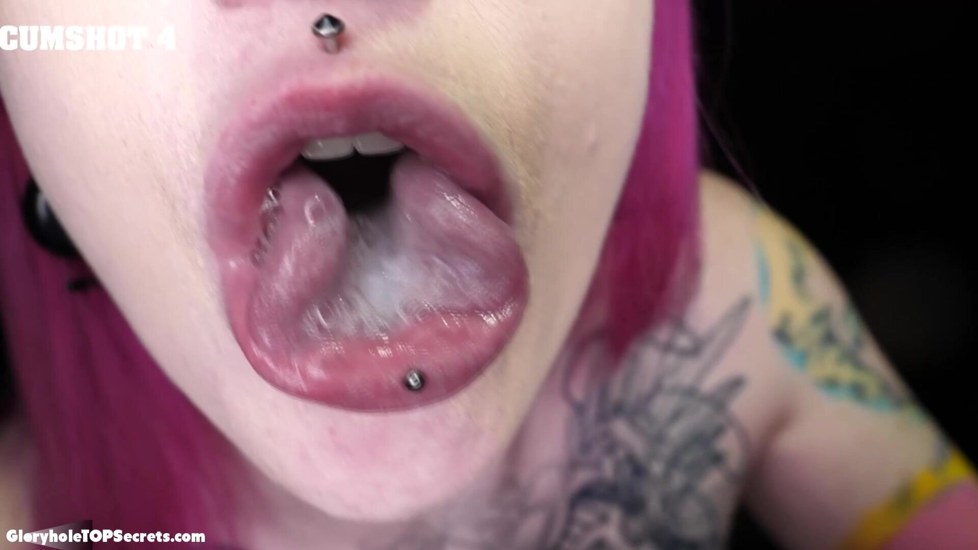 Goth girl w snake tongue swallows 8 gloryhole loads - gloryhole - blowjob - oral - cumshot - cum swallowing - cum on tongue - deepthroat - sloppy - petite - slim