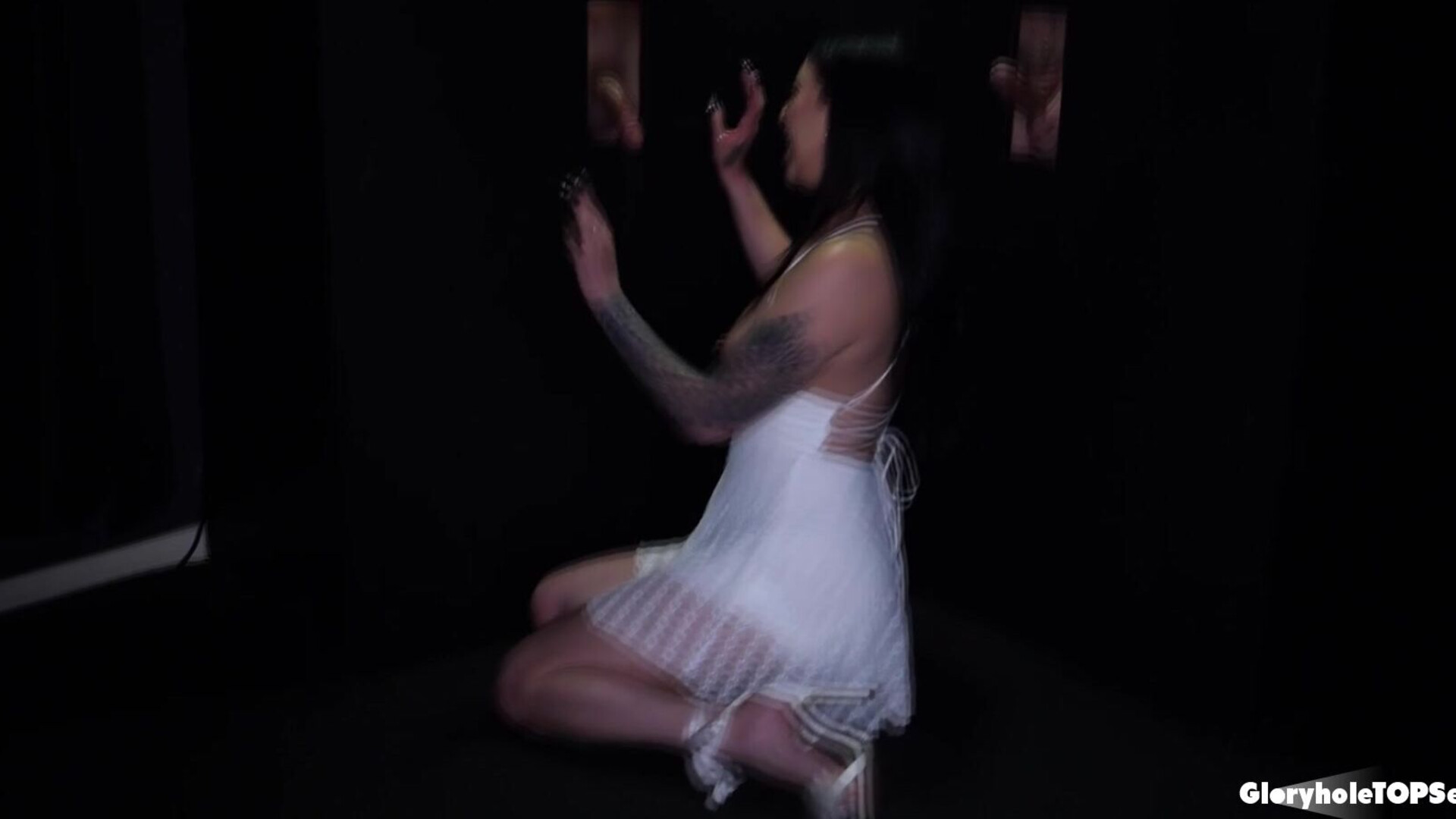 Jesus Christ, no drop lost with you girl! - gloryhole - blowjob - oral - brunette - deepthroat - cumshot - facial - cum swallowing - cum on tongue - cum in mouth