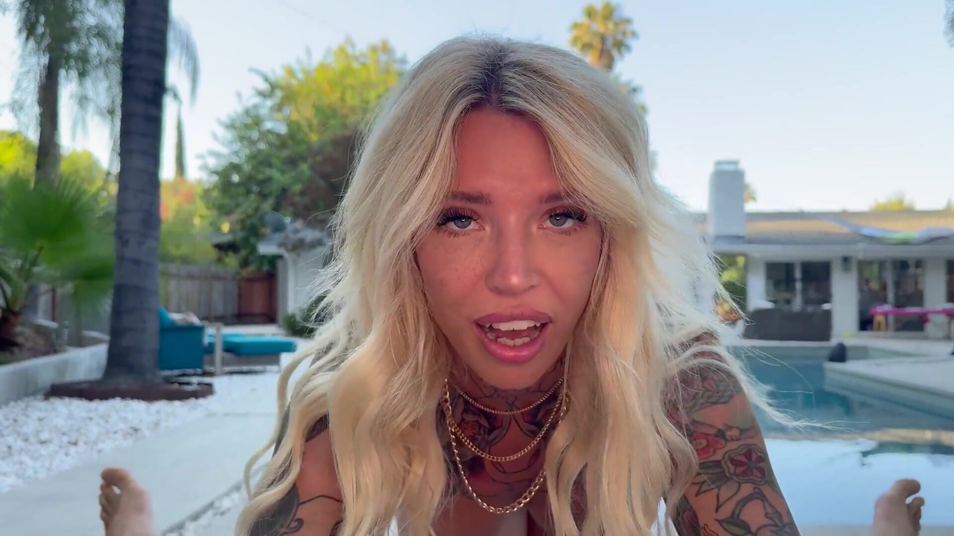 My perspective featuring the tattooed blonde bombshell, Kitt Jones - babe - blowjob - facial - pov - deep throat - tattoo - big tits - big ass - couple - face fuck