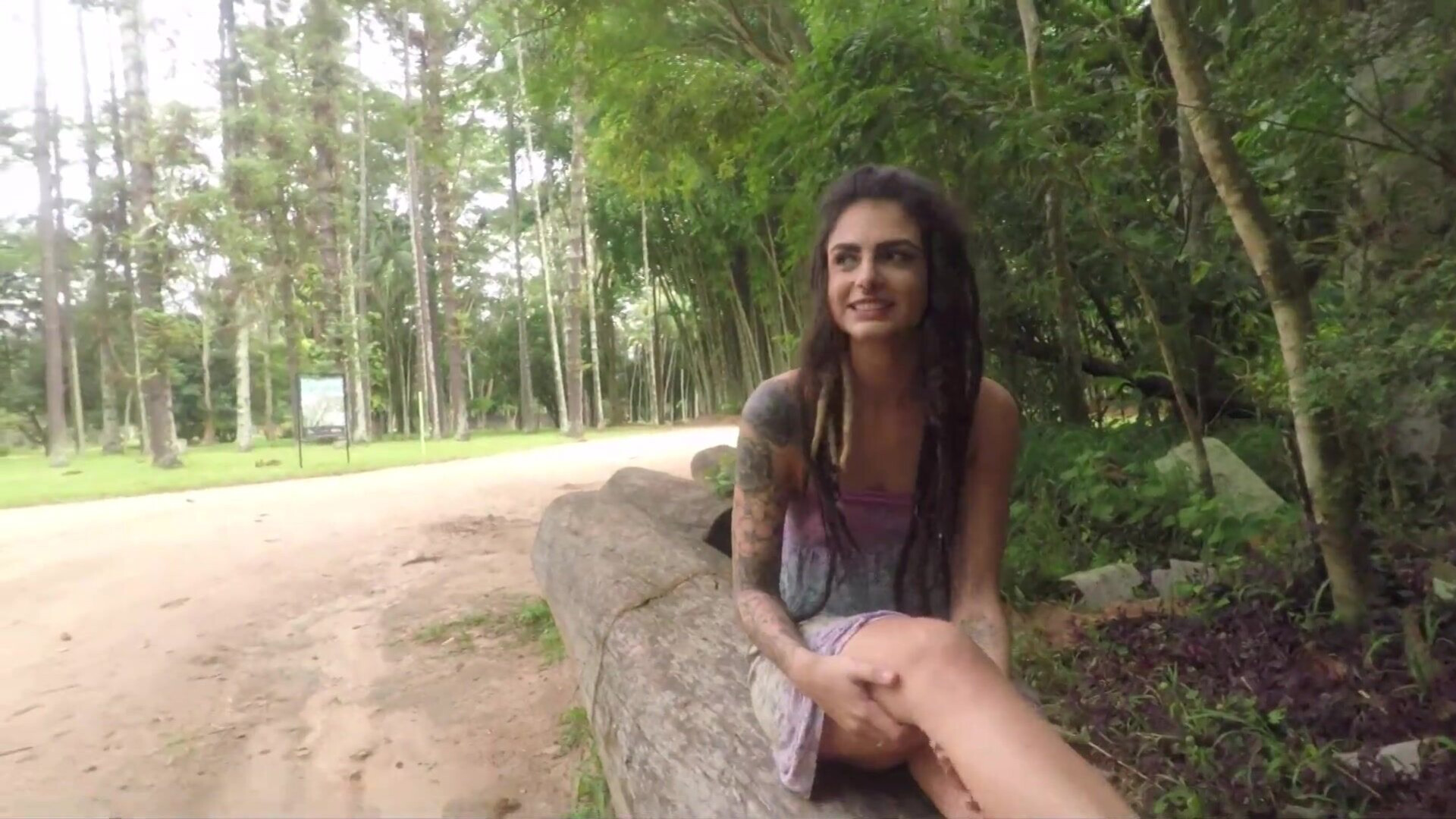 DH 03 Naughty plays with her ass in a public park! 1080p - brunette - beautiful - tattoo