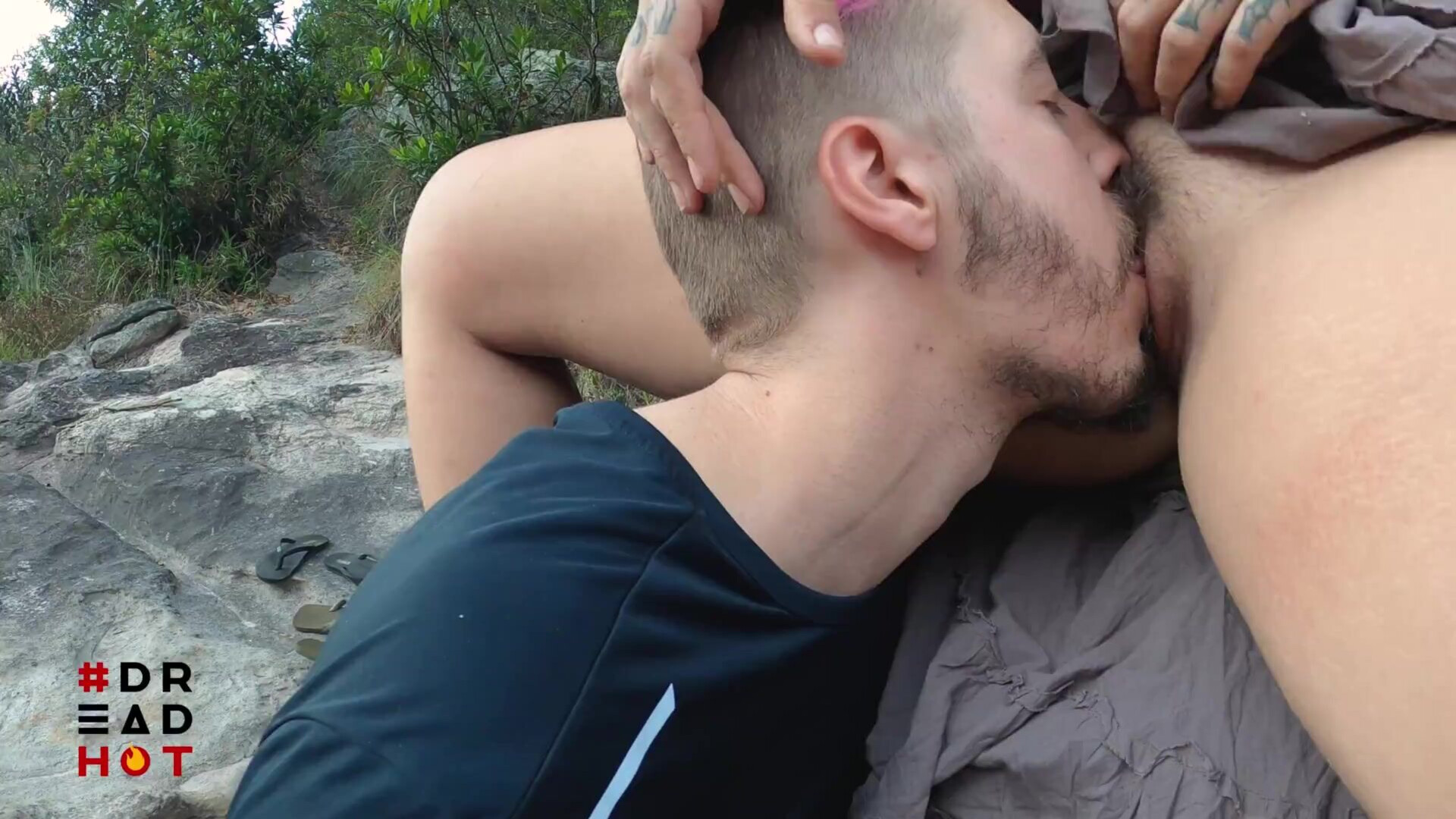 DH 44 Hot girl having sex on the riverbank after the trail 1080p - brunette - beautiful - blowjob