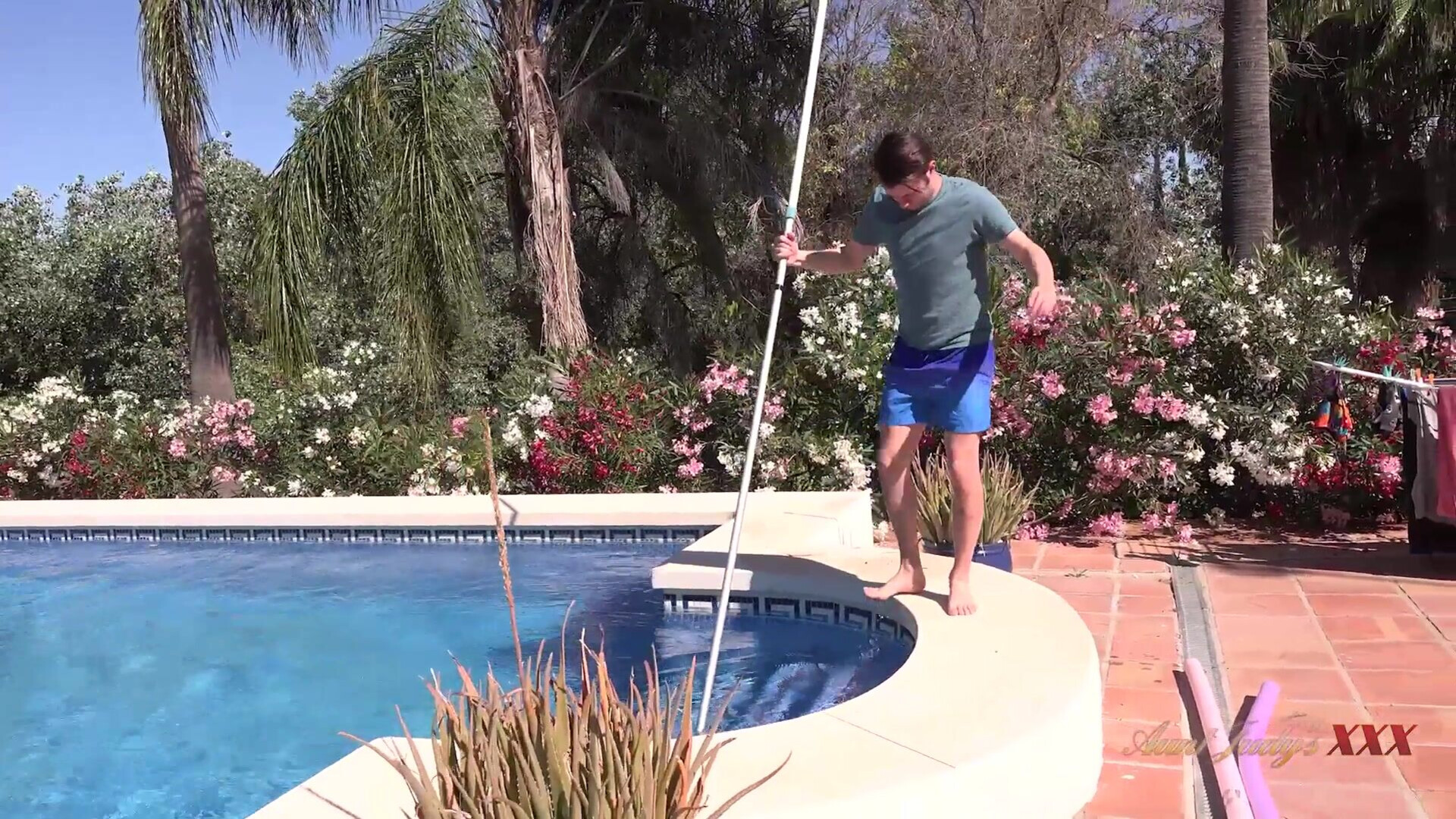 Maggie Has More Important Work for the Pool Boy - mature - cougar - blonde - big tits - big ass - old & young - blowjob - cum on tits