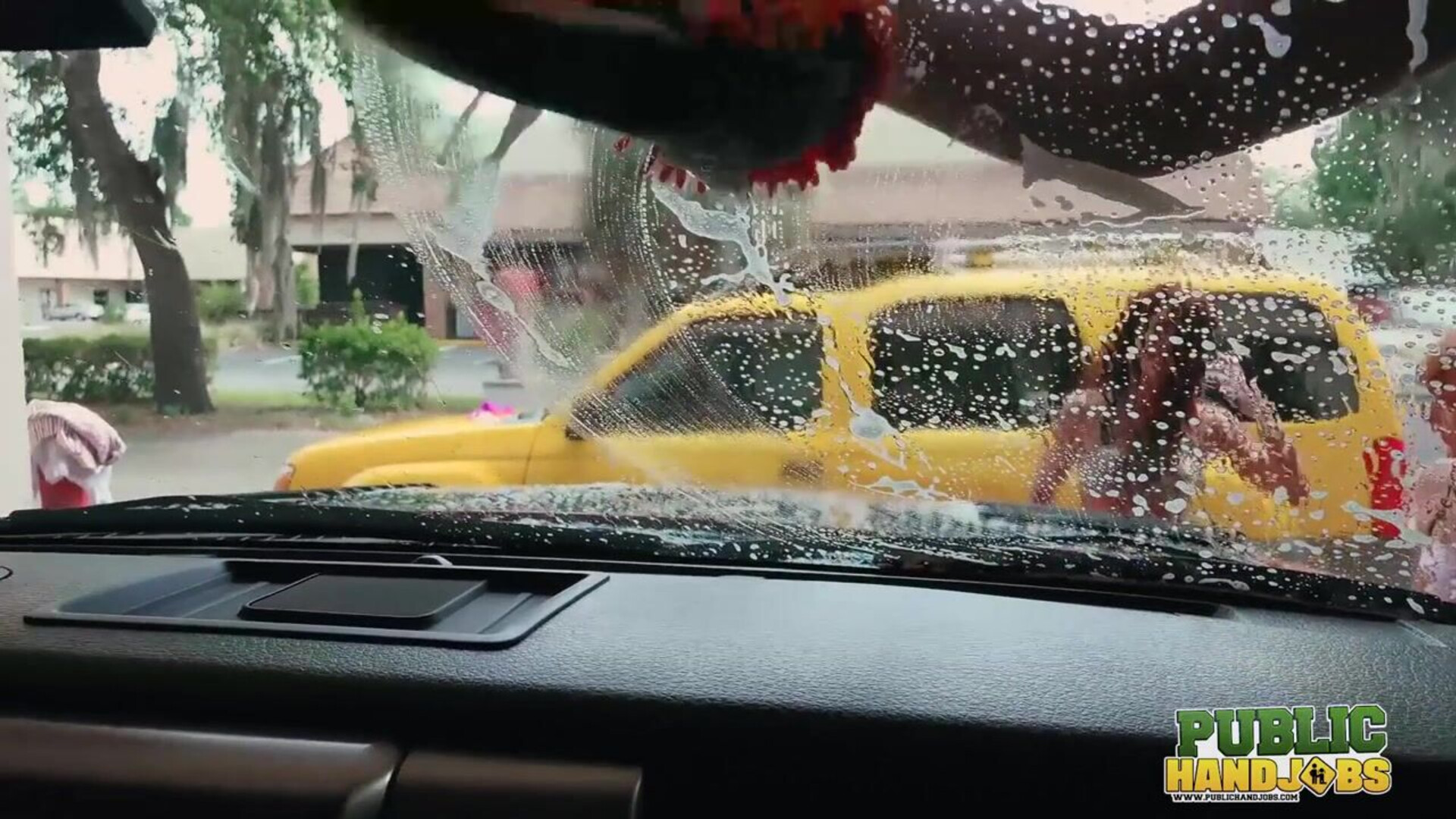 Public Handjobs Sexy Wet Fivesome Car Wash - handjob - public - brunette - redhead - group - public handjobs