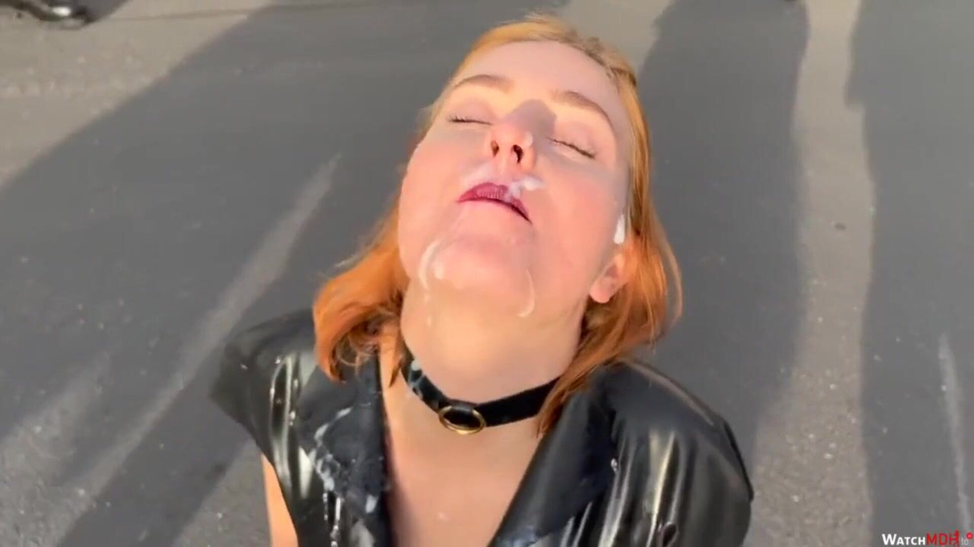 Red Head In An Outdoor Latex Bukkake - red - head