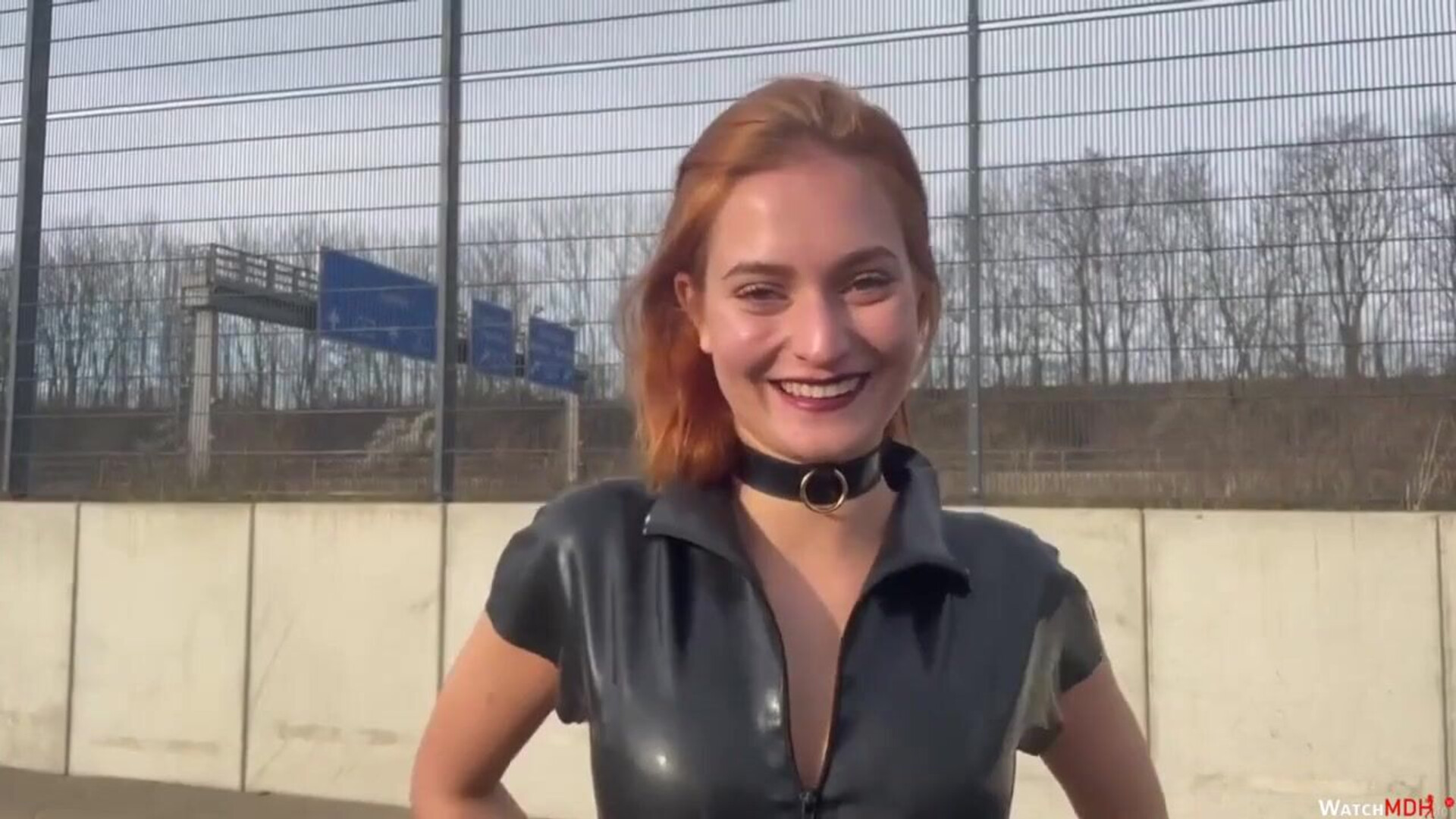 Red Head In An Outdoor Latex Bukkake - red - head