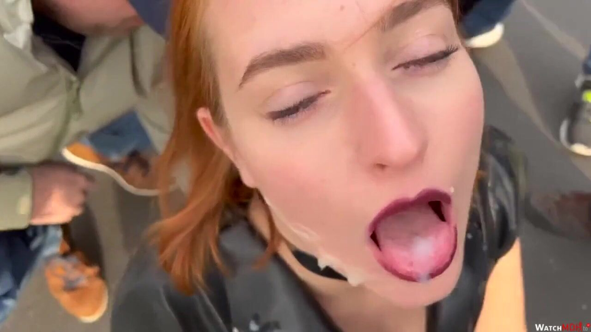 Red Head In An Outdoor Latex Bukkake - red - head