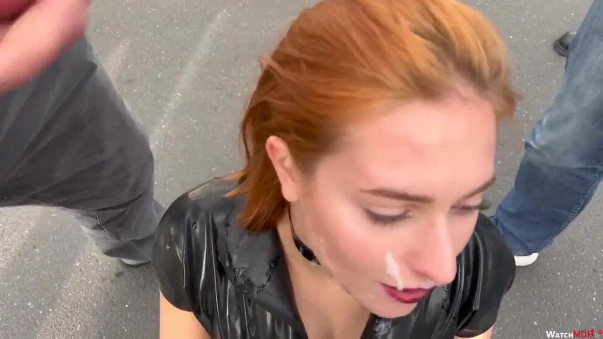 Red Head In An Outdoor Latex Bukkake - red - head
