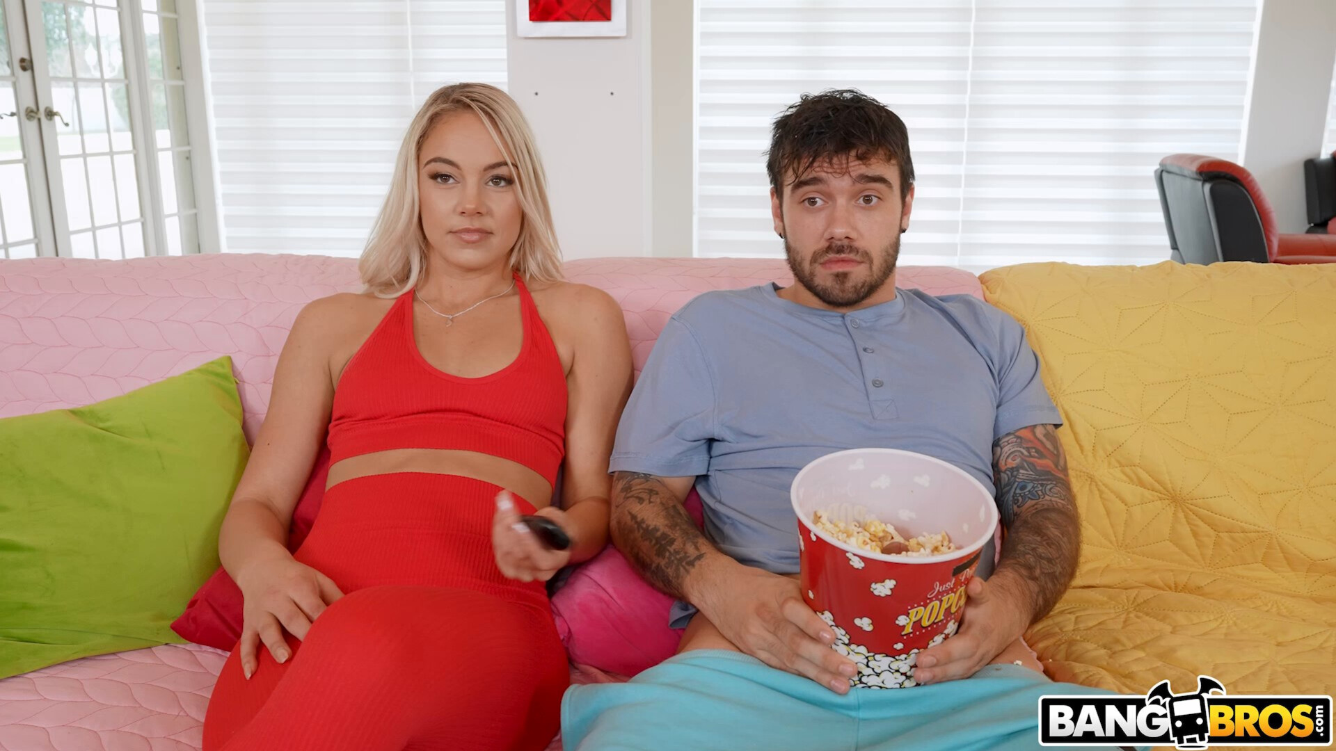Stepbro hide his dick inside the popcorn bucket - teen - big tits - big boobs - cumshot - facial - sister - brother - stepsister - stepbrother