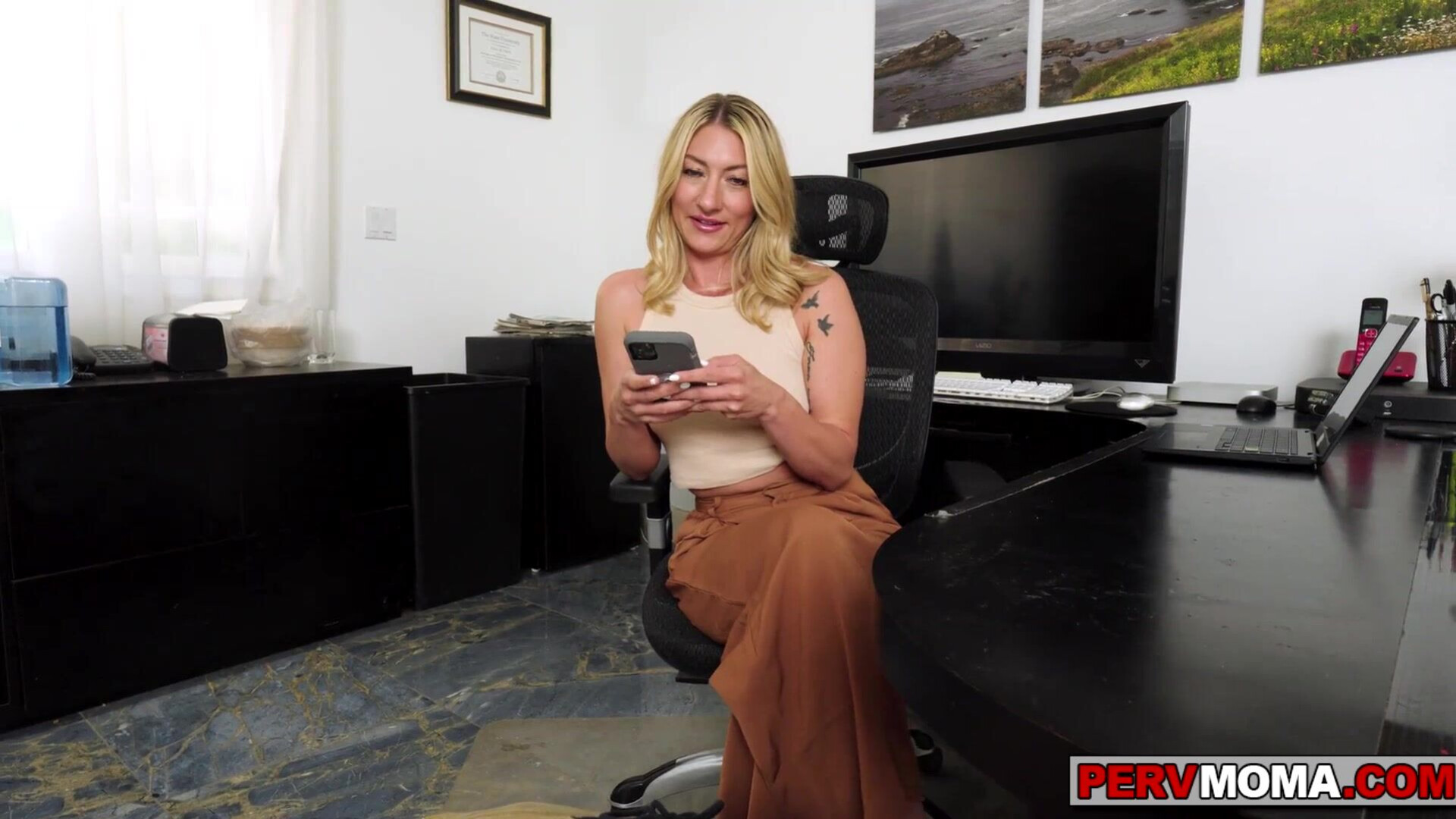 Stepson is getting his stepmoms assistance - pervmom - milf - stepmon - stepson - blonde - indoor - slutty - taboo - big tits - natural tits