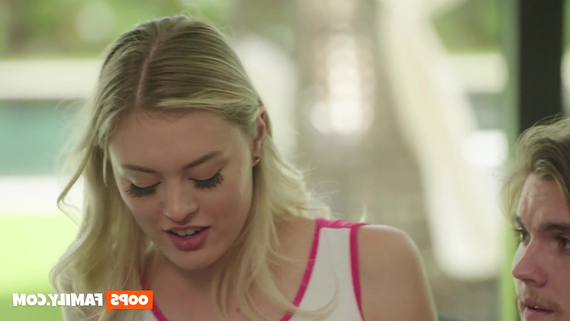 This fiery blonde, Amber Moore, offers solace to her stepbrother through an intense s - blonde - blowjob - cumshot - teen (18+) - tits - cheerleader - pussy - cowgirl - ass - couple