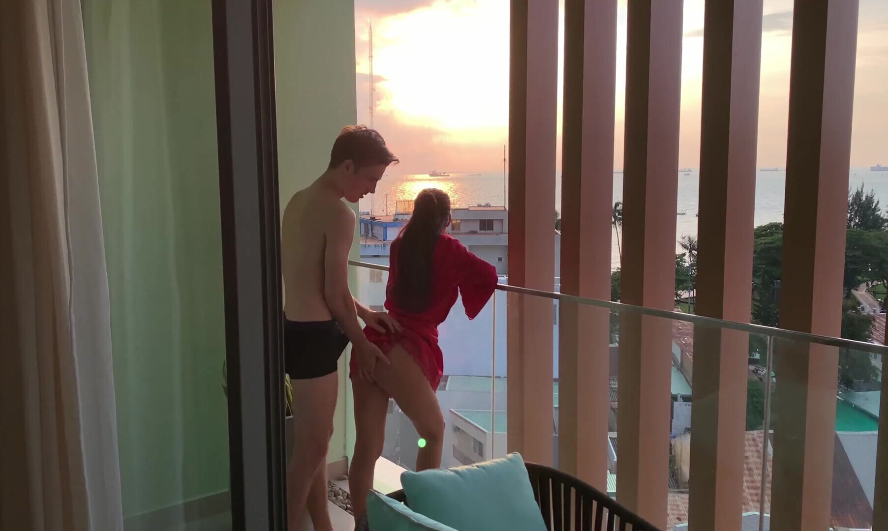 VinaMoon Sex On The Balcony At Sunset - big tits - handjob - pov