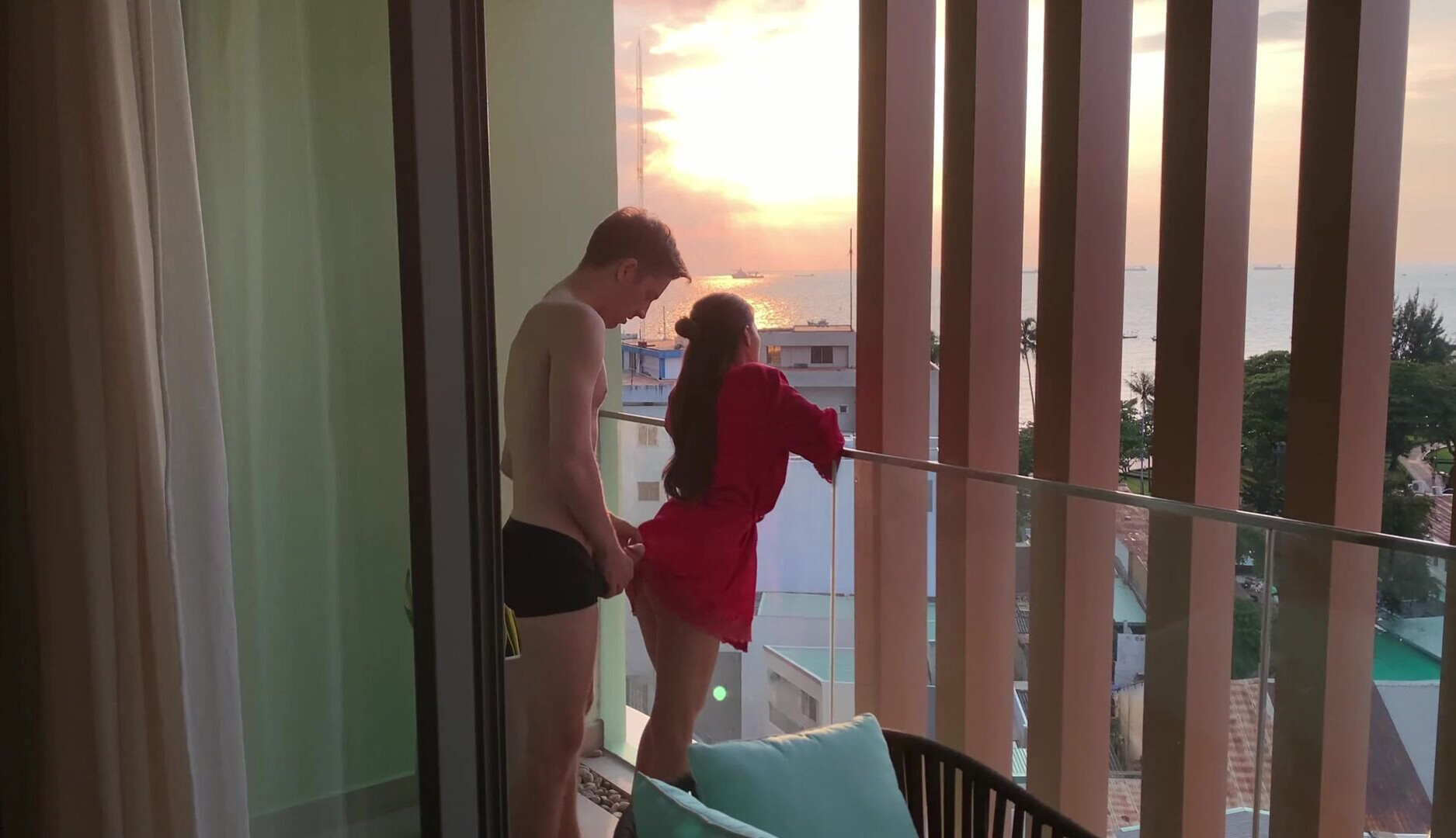 VinaMoon Sex On The Balcony At Sunset - big tits - handjob - pov