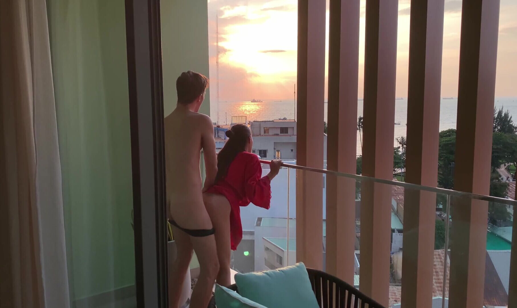 VinaMoon Sex On The Balcony At Sunset - big tits - handjob - pov
