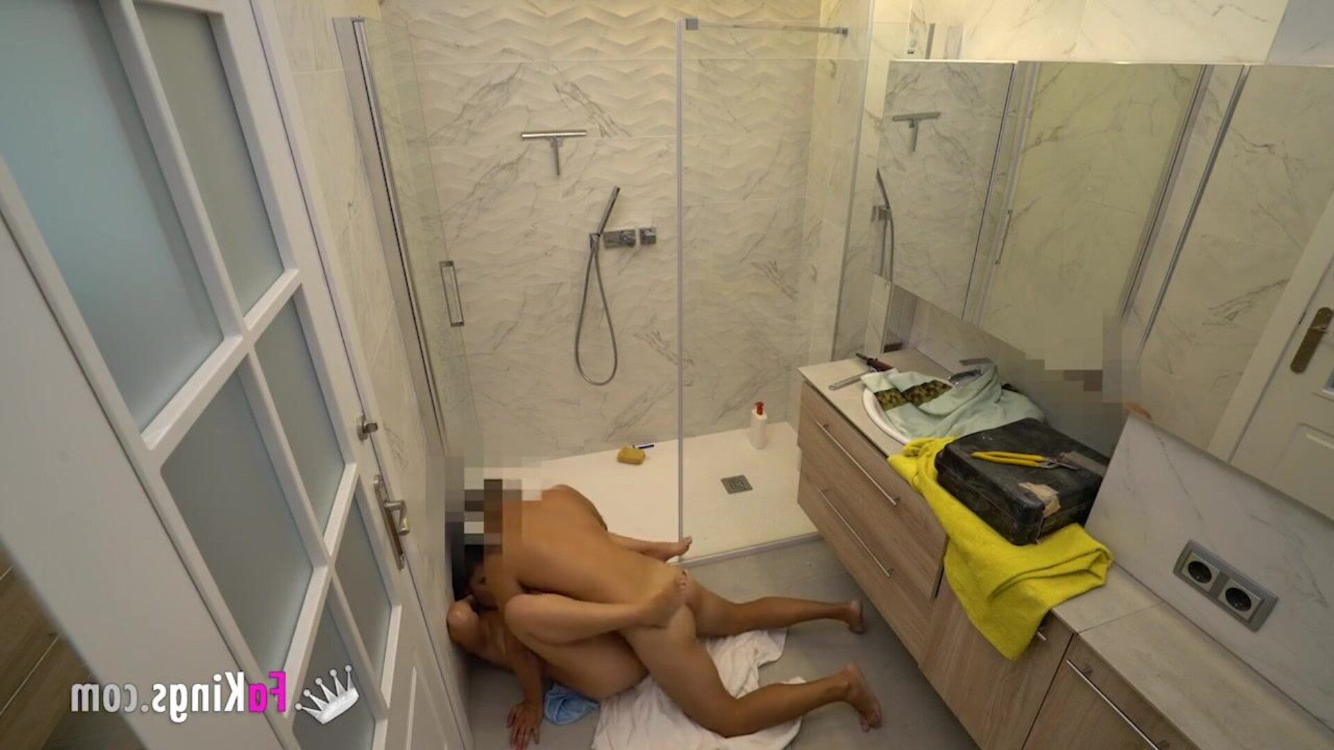 A searingly attractive woman entices her plumbing technician while he's on the job by - babe - facial - spanish - big ass - latina - ass - bathroom - nude - fucking - hottest