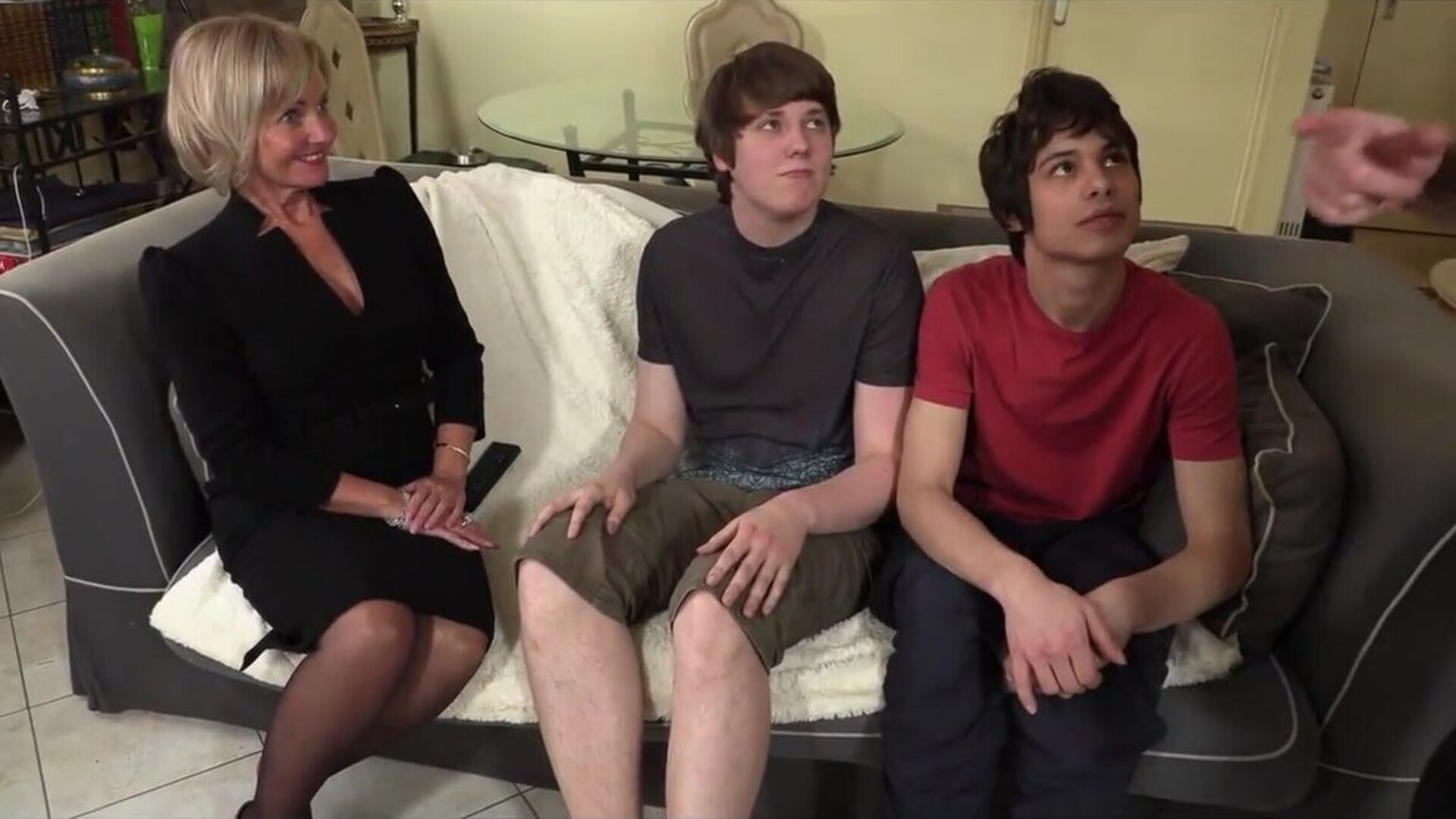 A sophisticated, fair haired older woman participating in group intimacy while an eld - anal - blonde - blowjob - mature - group sex - stockings - gangbang - cougar - orgy - eating pussy