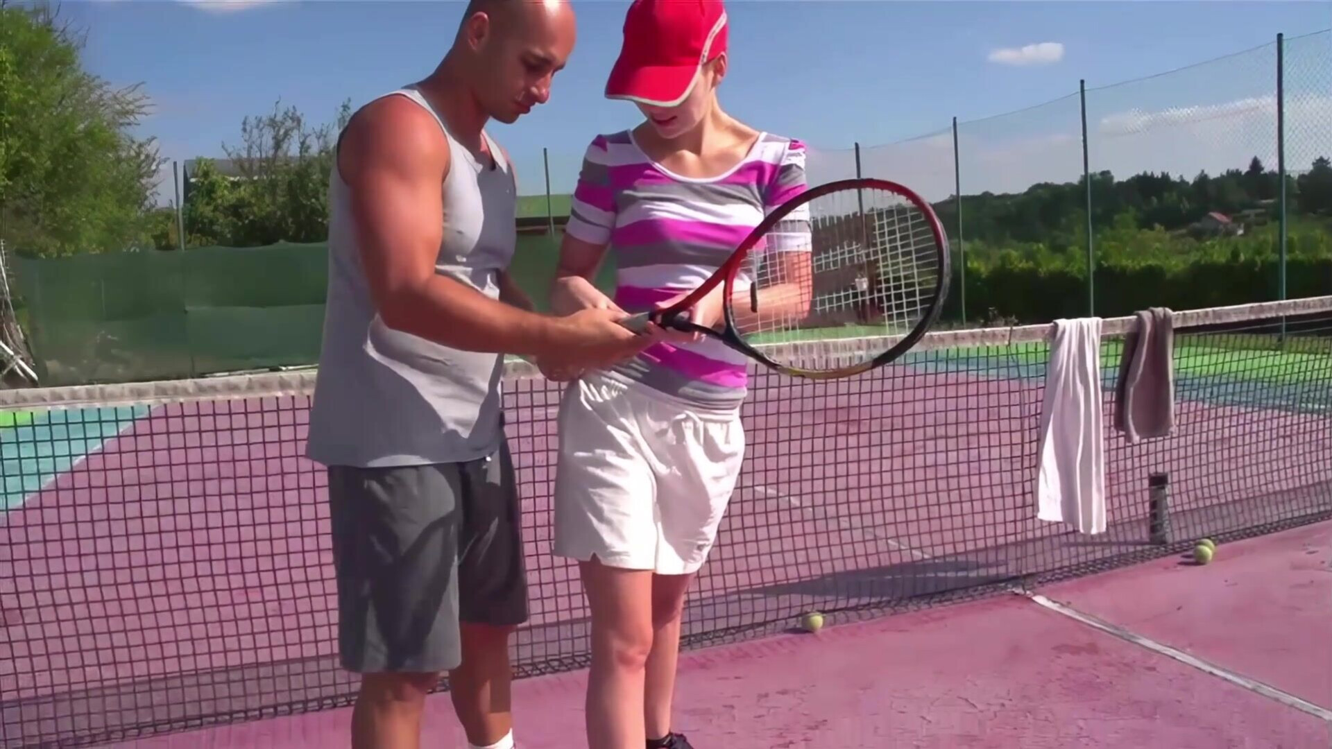 Electra Angel Fucked With His Big Tennis Racket - electra angel - ai enhanced - fucked with his big tennis racket - pov - red head - anal - outdoor - czech