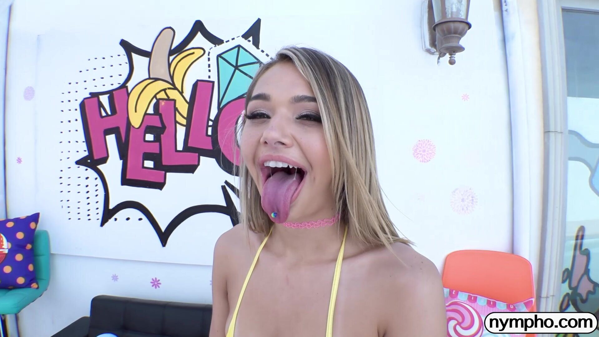 NYMPHO Mia Kay is hot to trot - nympho - hardcore - squirting - pussy licking - cum in mouth - blonde - small tits - petite - shaved pussy - toy
