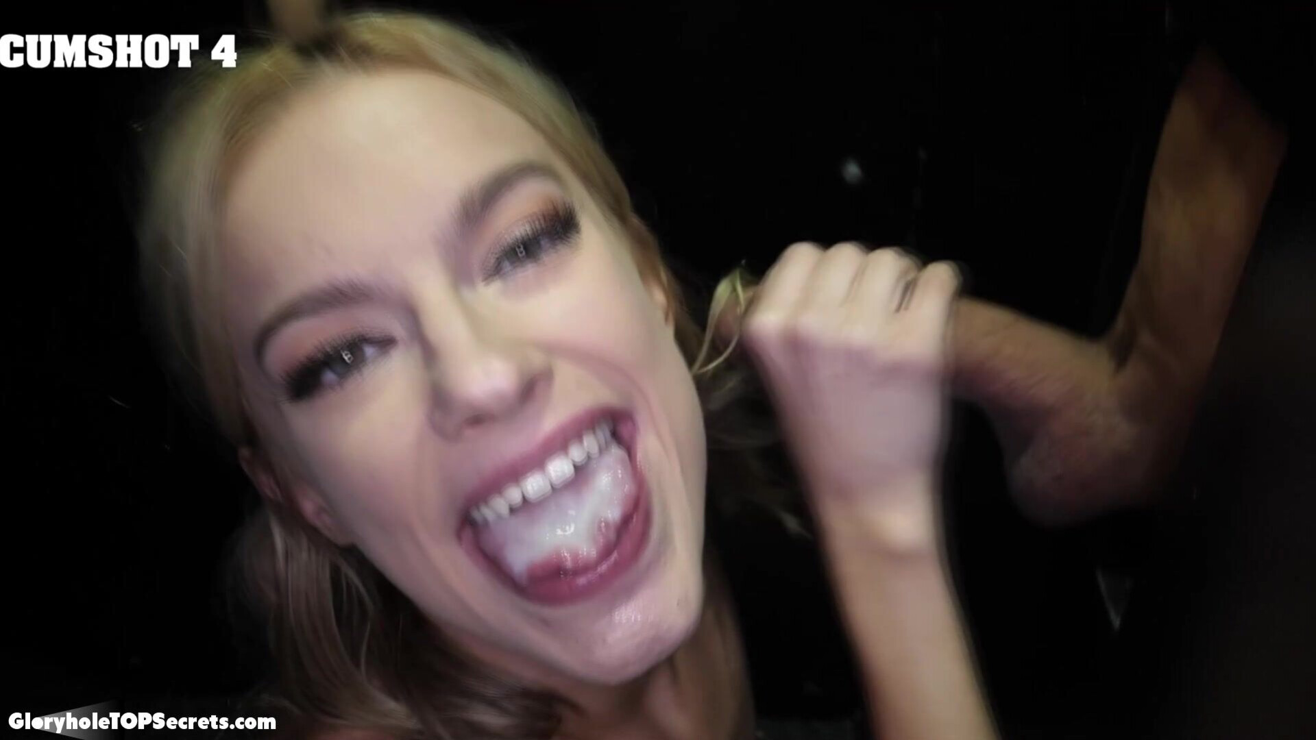 8 cumshots! Very respectable score Lindsey! - gloryhole - blowjob - oral - cumshot - cum swallowing - cum on tongue - interracial - handjob - deepthroat - sloppy