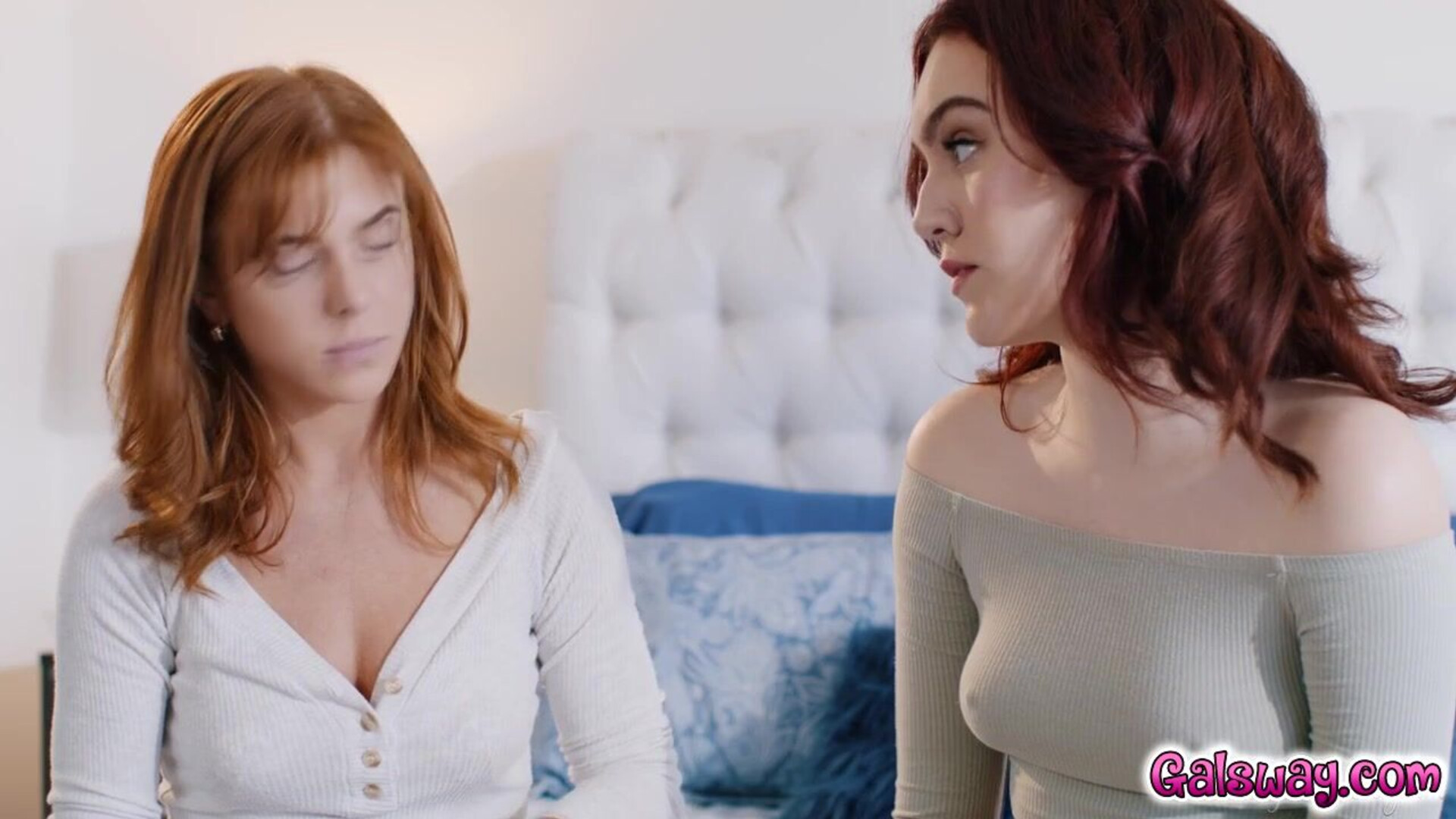 Freya kisses Lumi which leads to tender sex - girlsway - redhead - big tits - natural tits - fingering - tattoos - squirt - facesitting - tribbing - ass