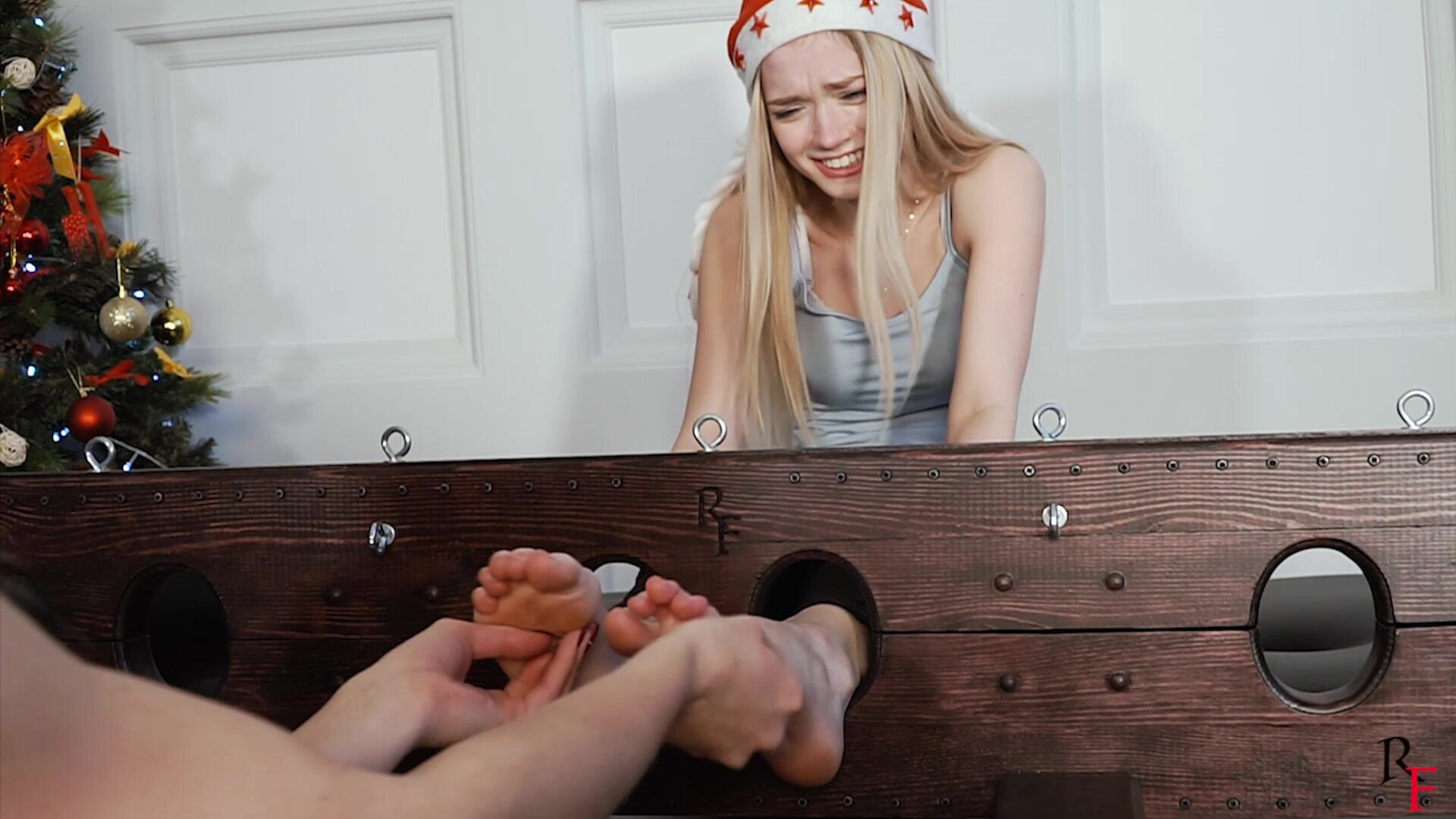 TickleTherapy Merry Christmas! Two New Years Blondes In Big Stocks! - fetish - russian - teen