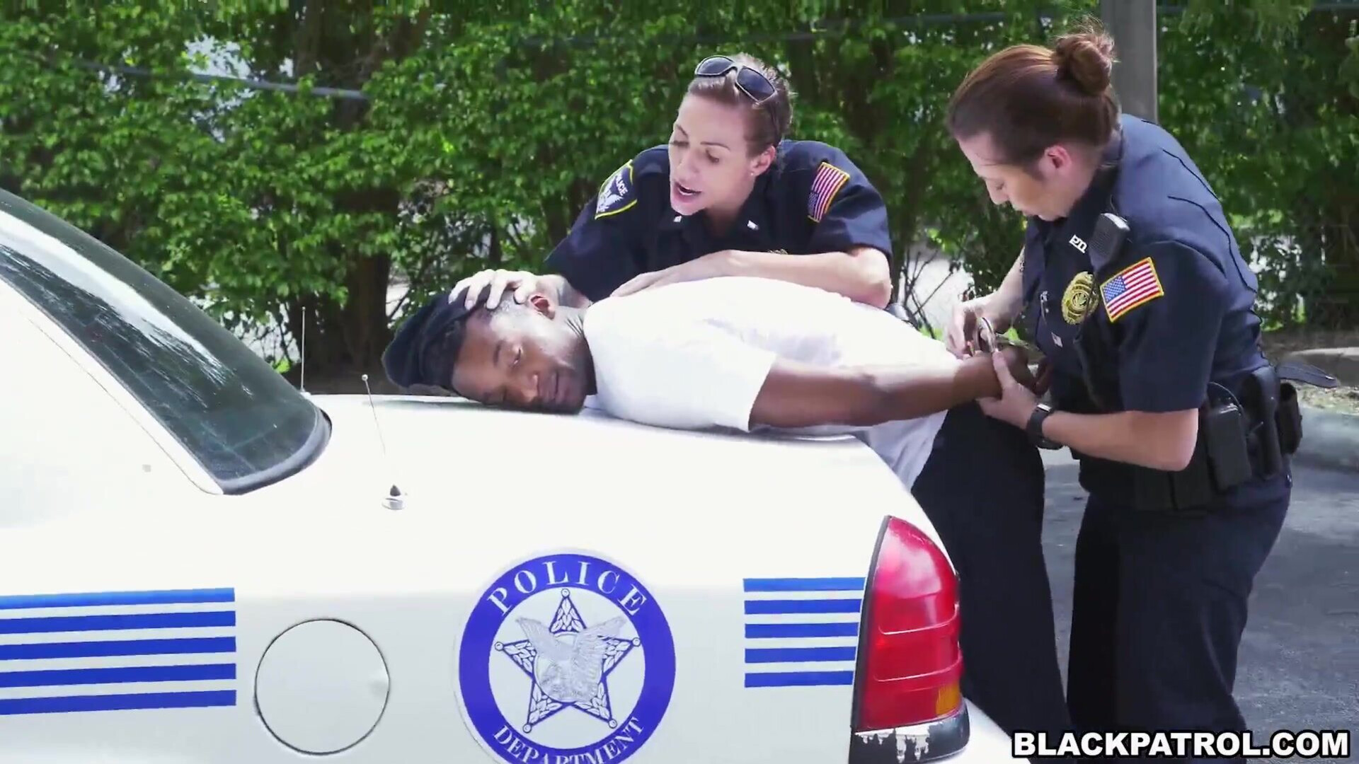 [Black Patrol] Harlow Harrison x Ginger Paige Driving While Black - interracial - bbc - big black cock - threesome - blowjob - cumshot - facial - uniform - roleplay - raceplay