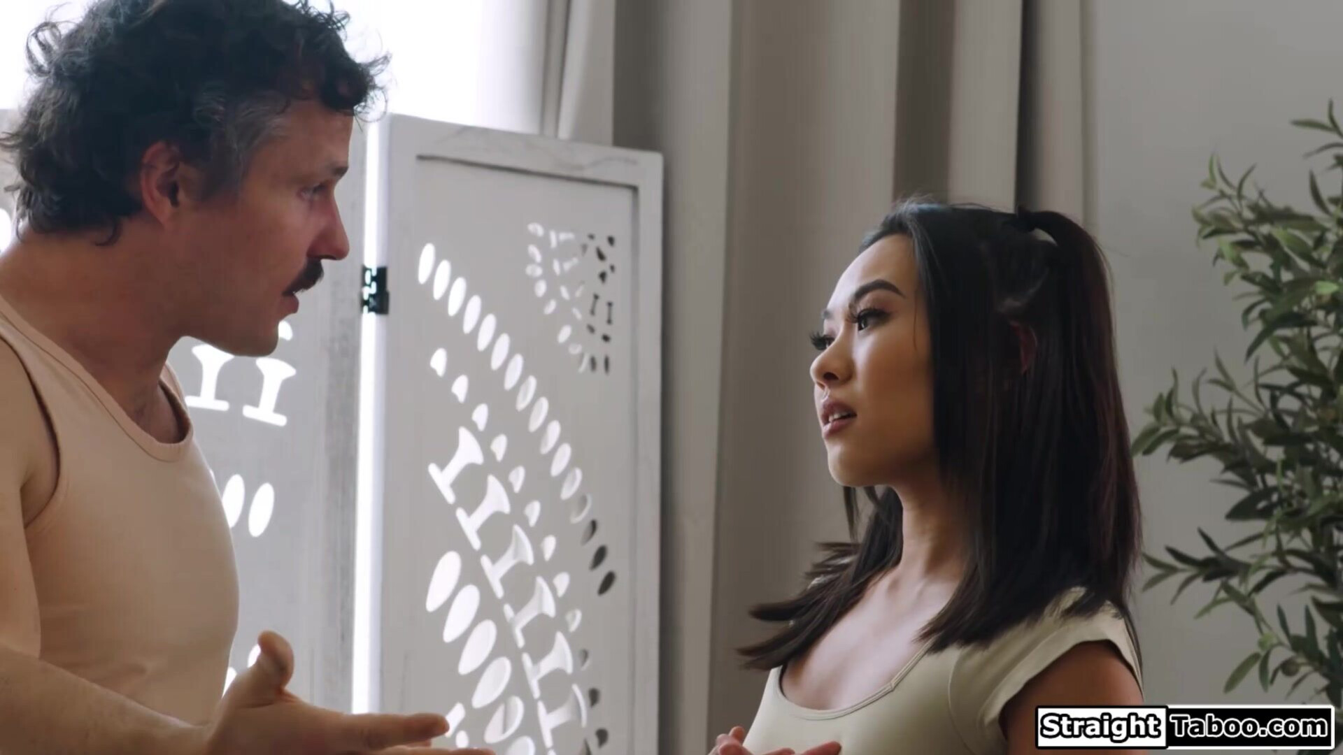 Asian babe doesnt dare to say no to sex - taboo - asian - oral - hairy - big cock - deepthroat - kiss - petite - small tits - interracial