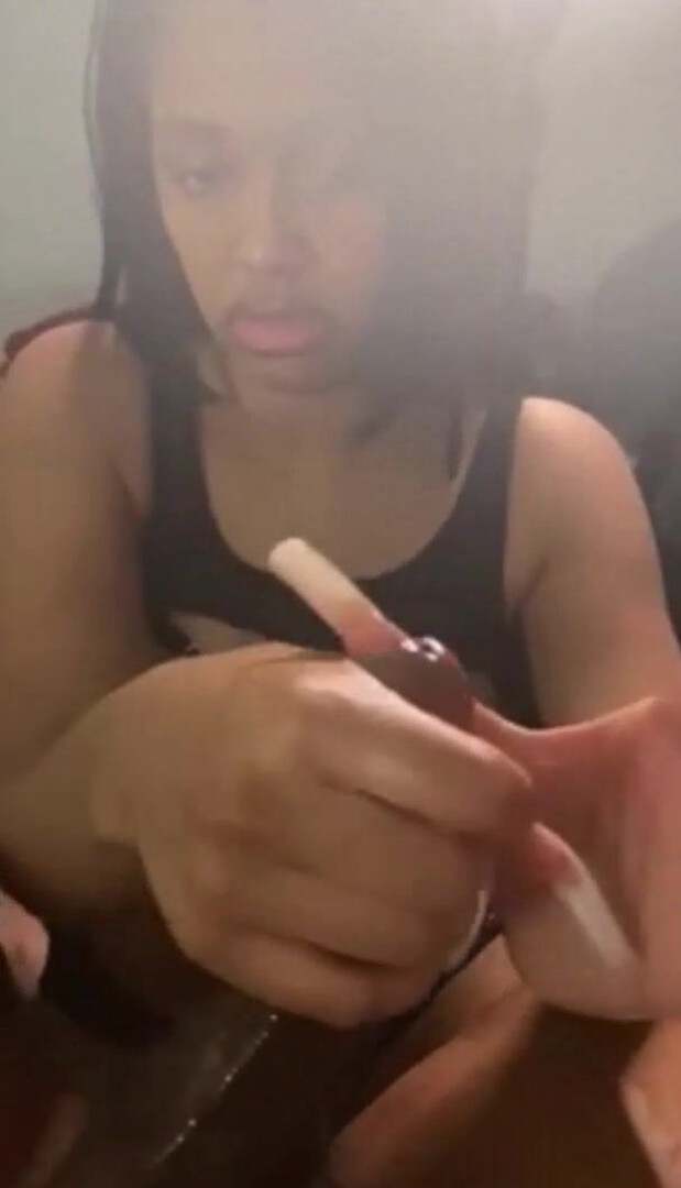 Big Tits Ebony Helps BBC To Cum - ebony - big tits - amateur - bbc - big dick - handjob - babe - cumshot