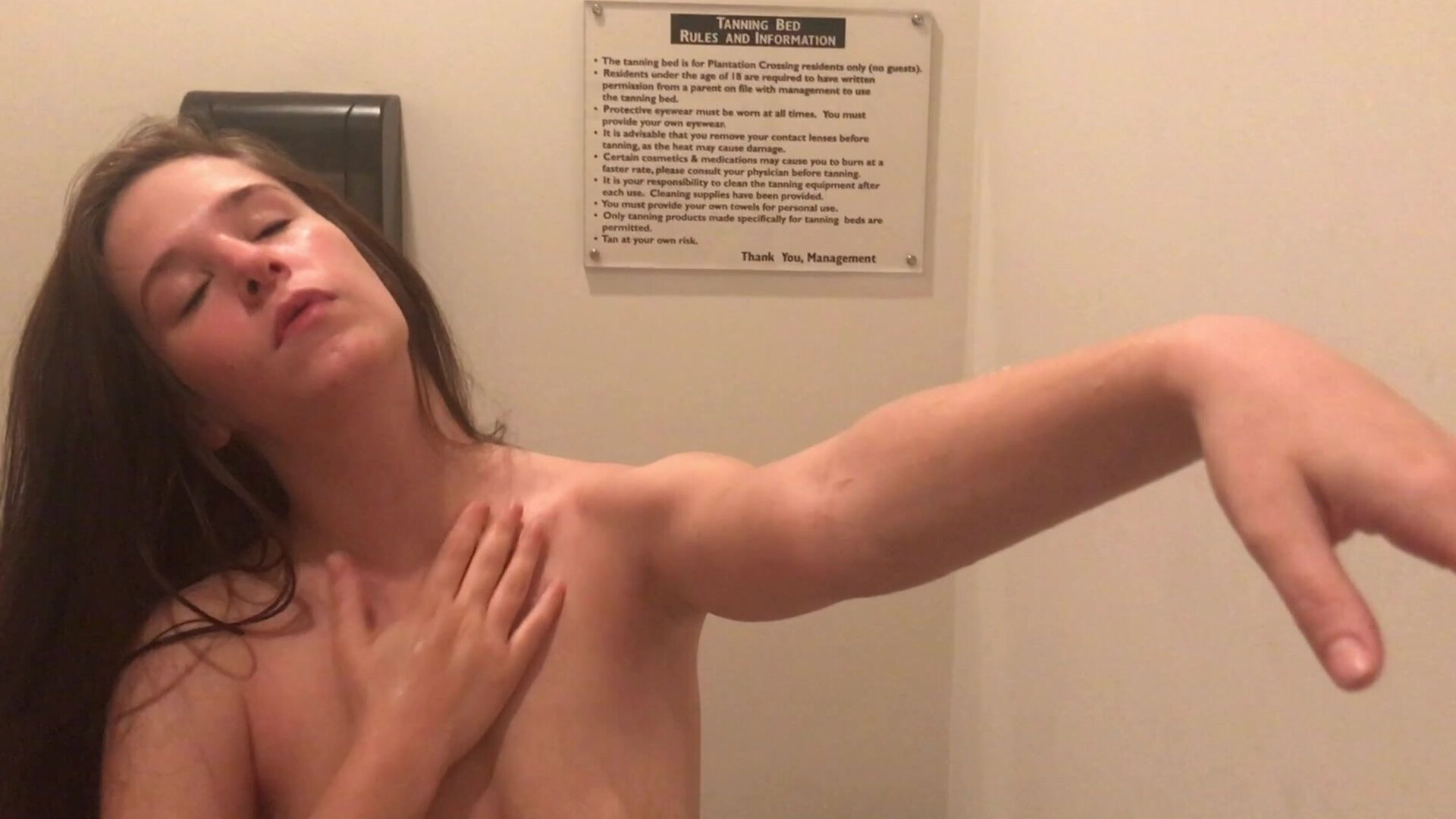 Catherine Grey Public Tanning Cum - solo - amateur - masturbation