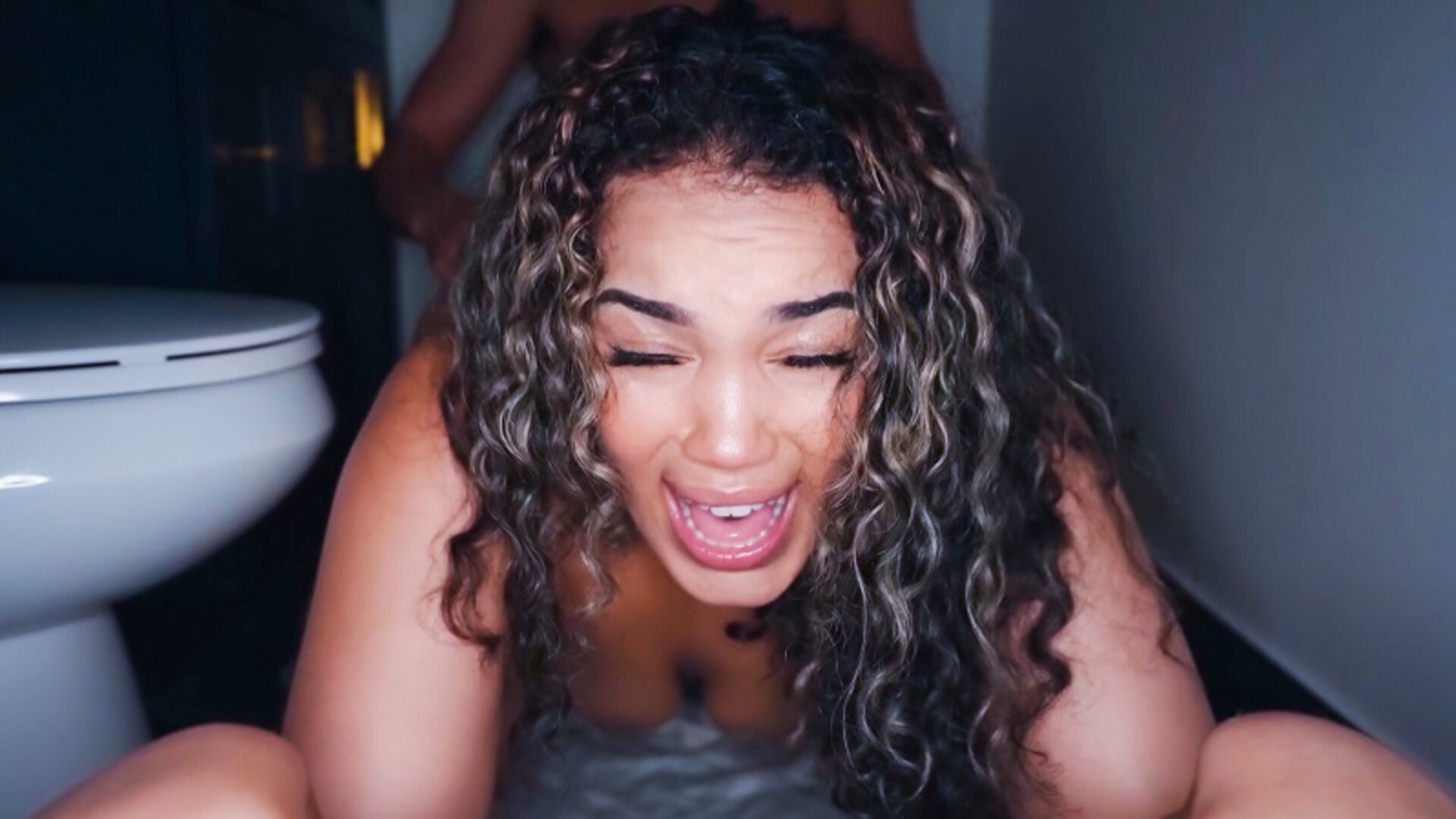 Gem Jewels and stepbro fuck in the bathroom - filthykings - latina - natural tits - big tits - deepthroat - titty fuck - blowjob - big dick - pov - ass