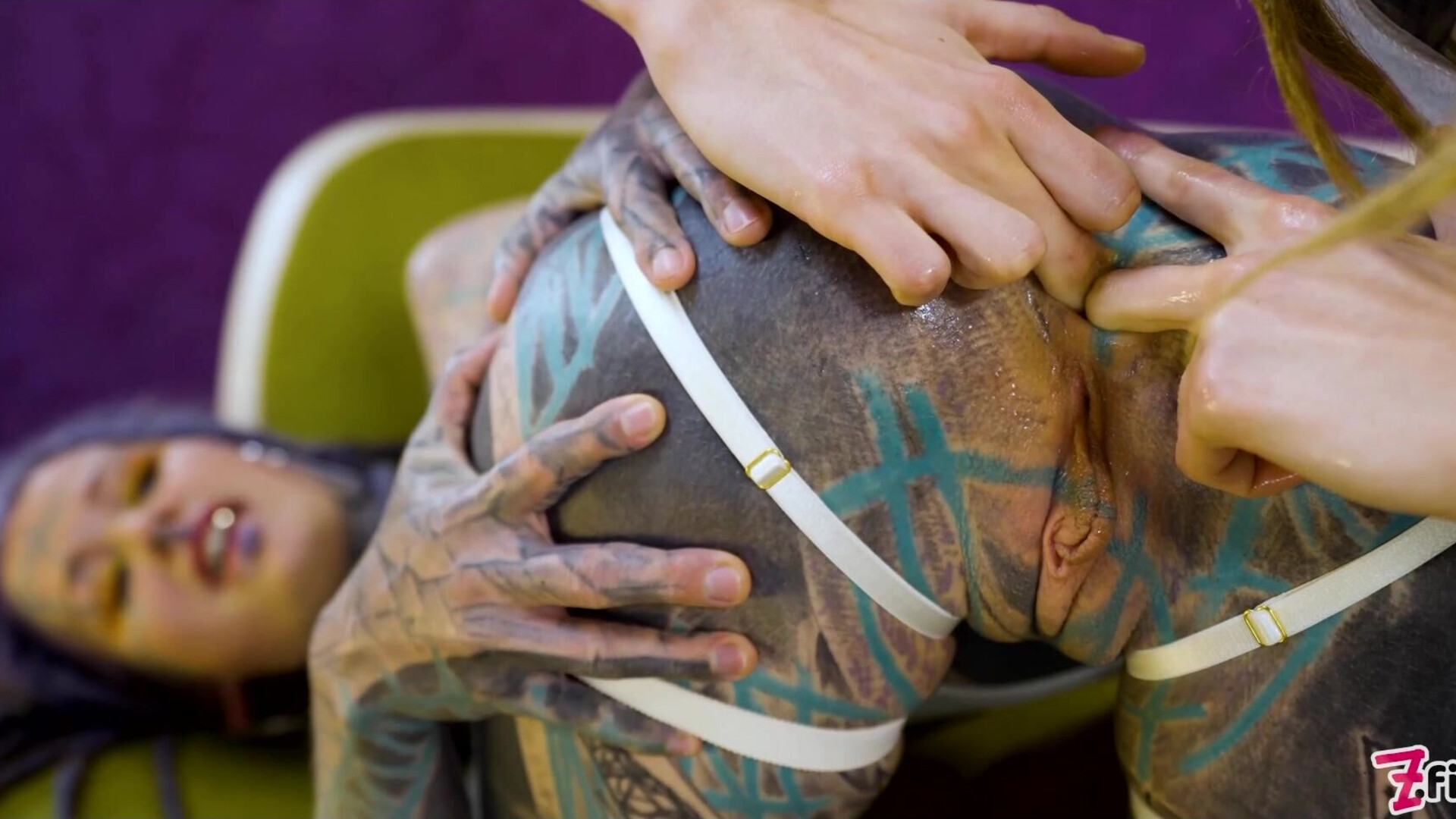 Tattooed hotties fuck each other with crazy toys - zfilmz - tattoos - tattooed - lesbian - anal - toys - fingering - small tits - petite - skinny