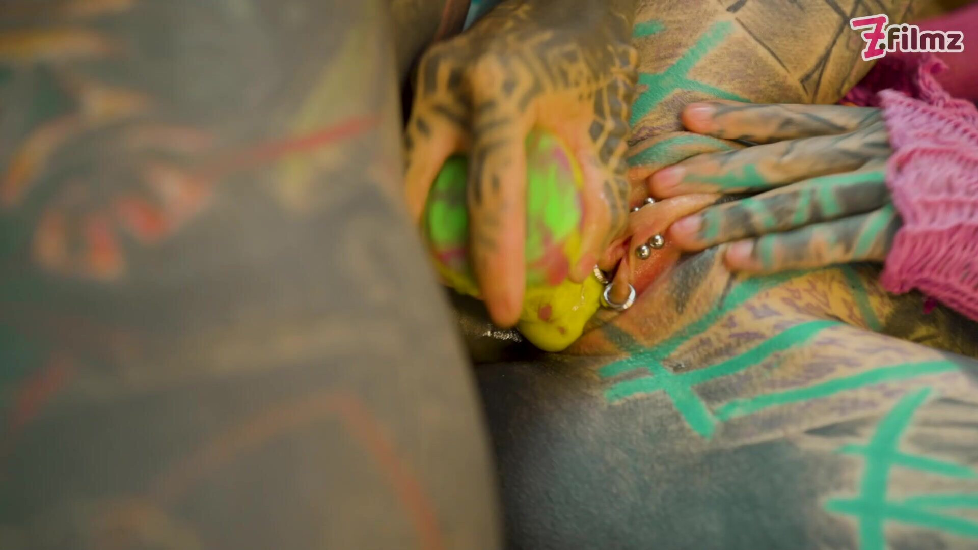 Tattooed model Nahluu doing her first porn - zfilmz - tattoos - tattooed - trans - threesome - anal - hardcore - blowjob - toy - small tits