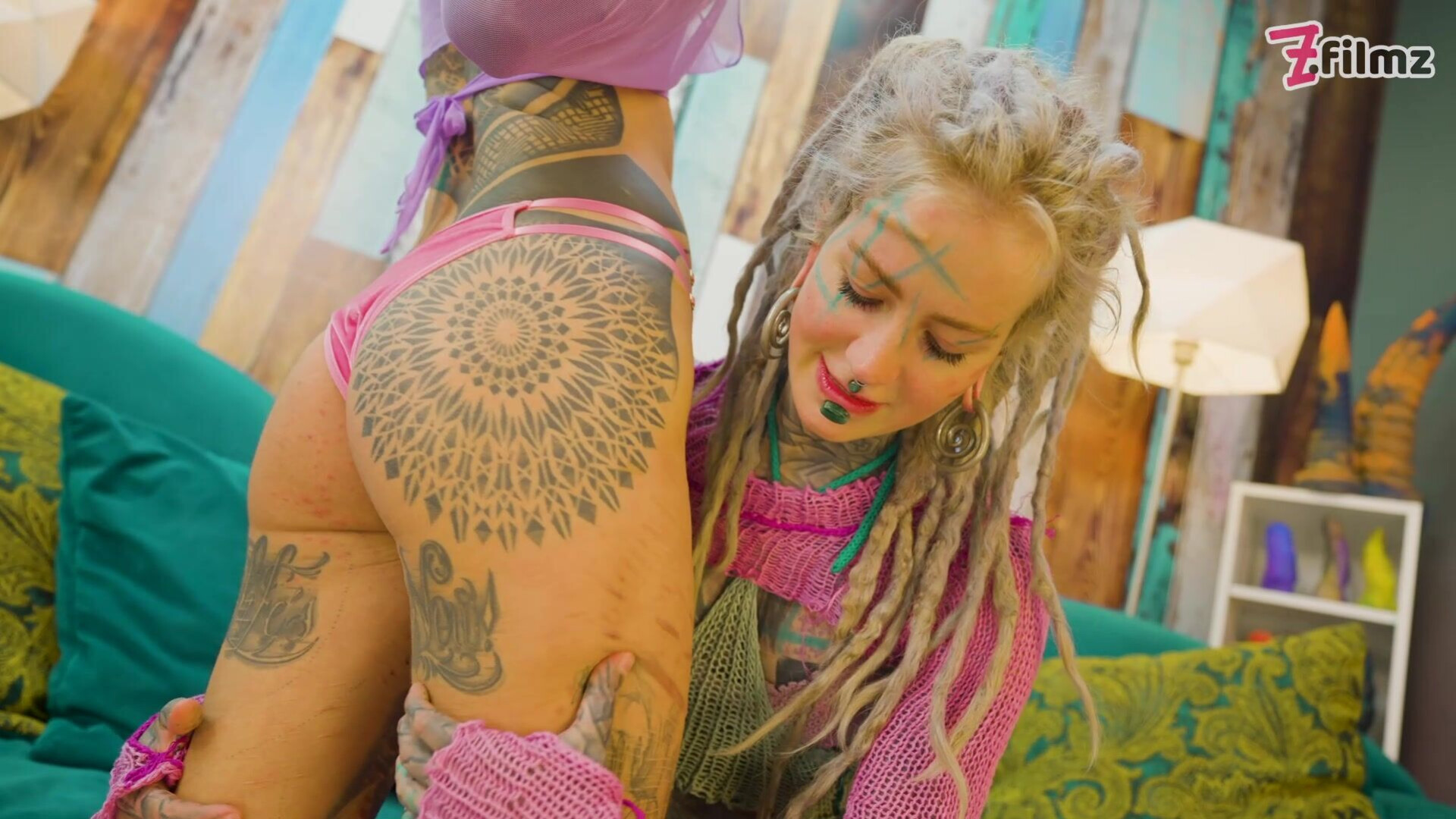 Tattooed model Nahluu doing her first porn - zfilmz - tattoos - tattooed - trans - threesome - anal - hardcore - blowjob - toy - small tits