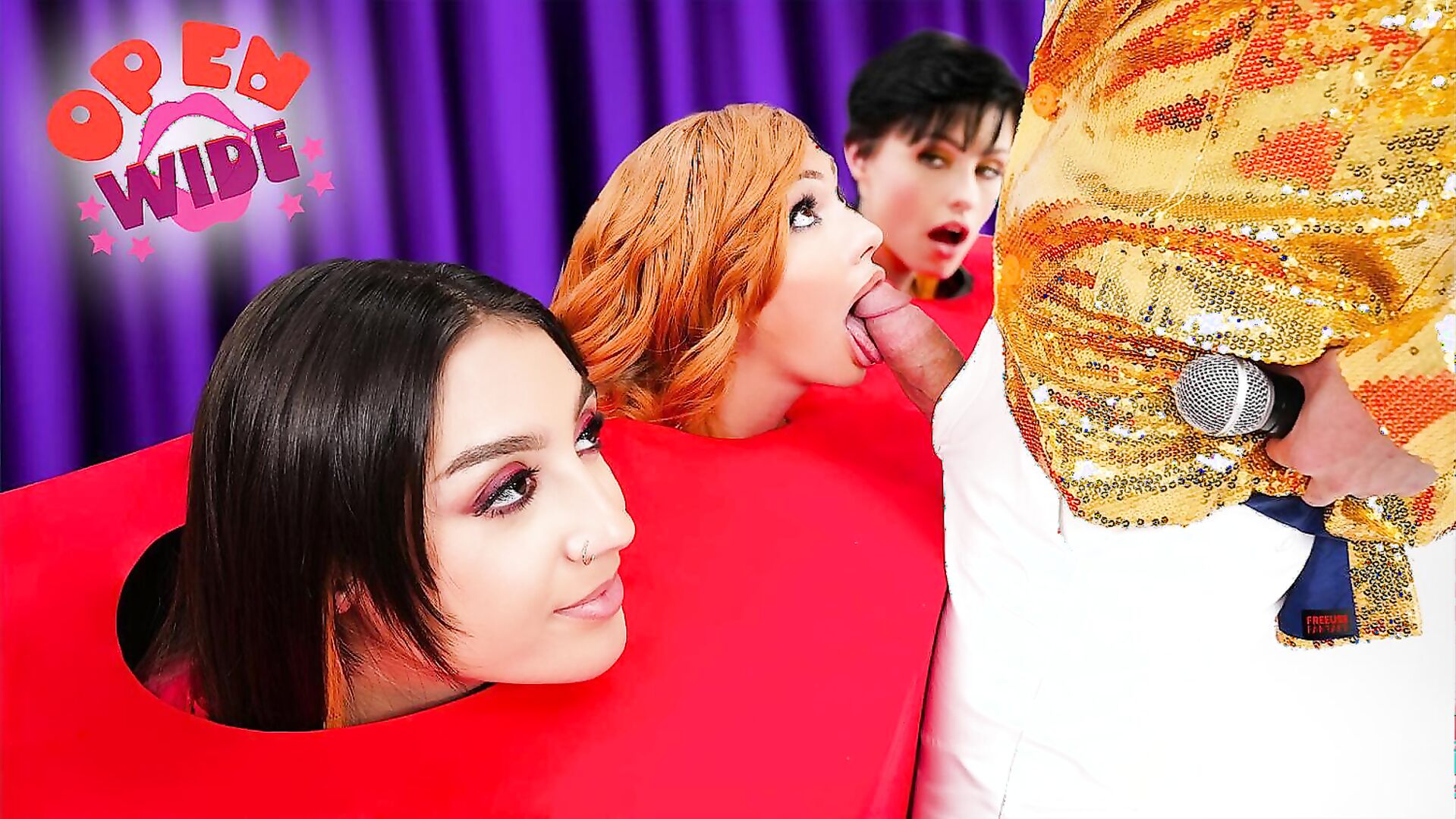 Violet Gems and Cherry Gwendolyn and Decay Raee - Game Show - FreeuseFantasy - FreeUseFantasy - small tits - redhead - blowjob - brunette - curvy - deepthroat - facial - fetish - foursome