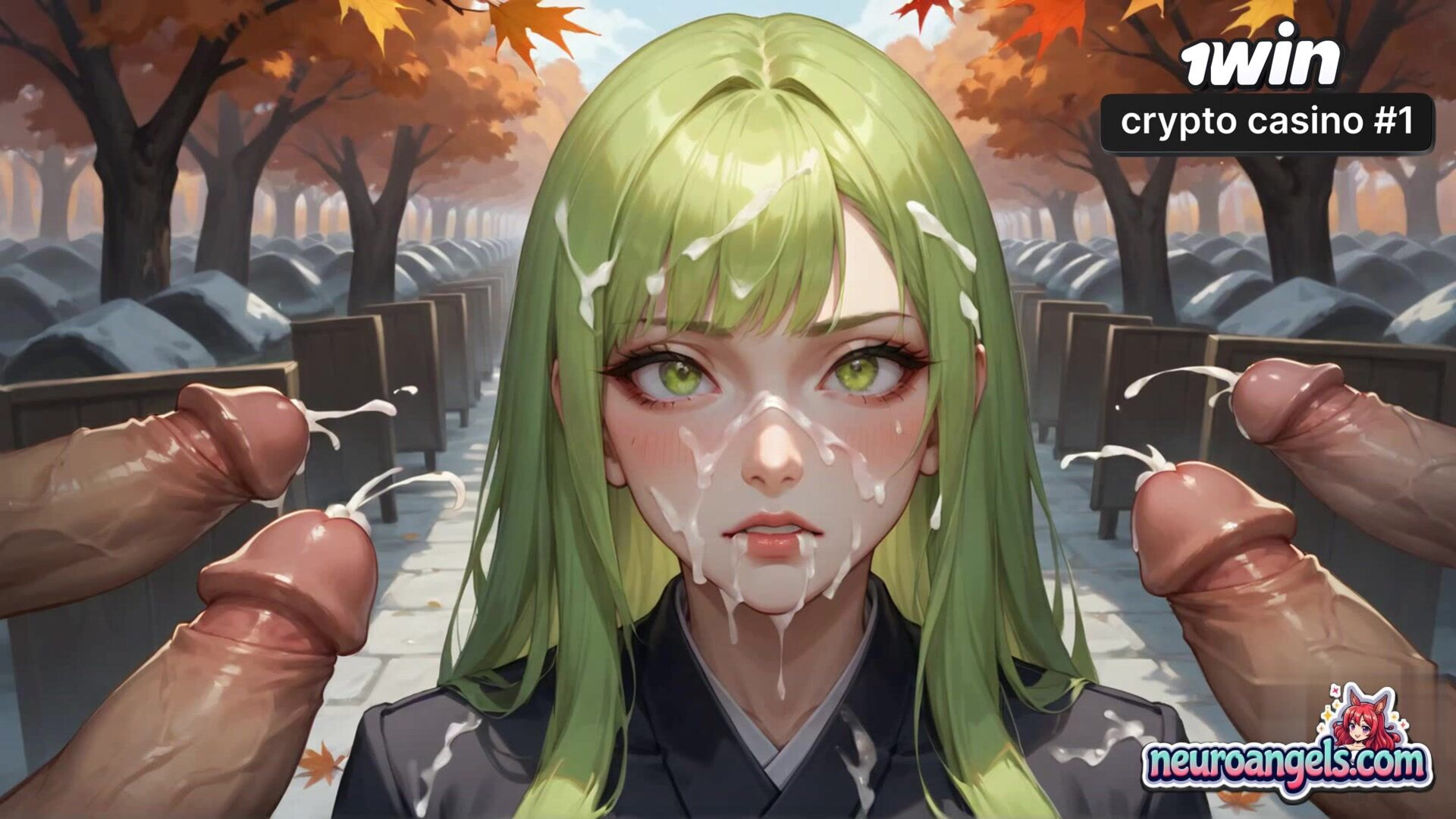 Autumn Spritz Green Haired Girl Drenched by Naval Dildos - dildos - autumn - hardcore - romantic - naval - ai generated