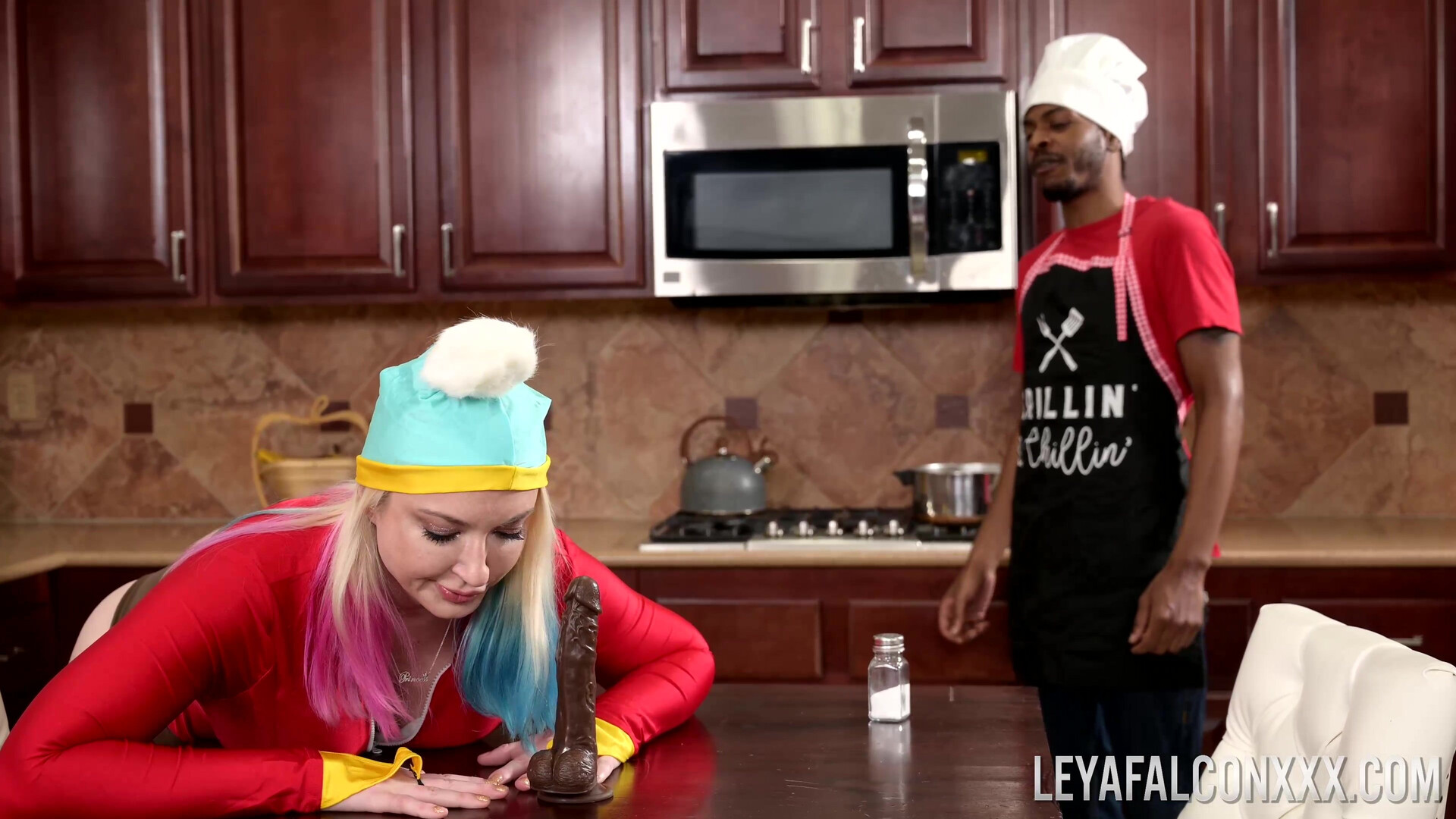 Blonde slut chokes on BBC - 4k - 4k porn - blonde - tattoo - tattoos - bbc - interracial - cosplay - parody