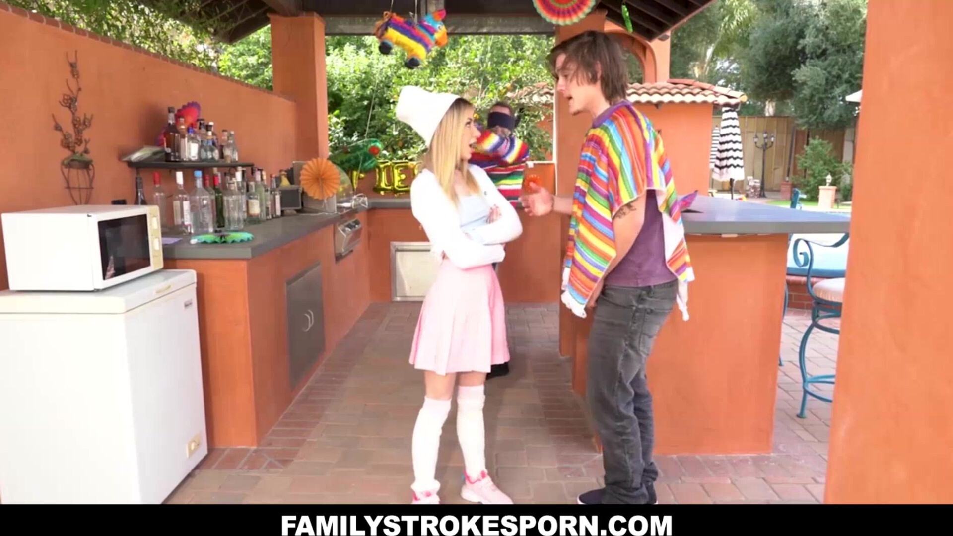 Demi and Tyler Get Frisky During Cinco de Mayo - blonde - teen - hardcore - blowjob - handjob - deepthroat - big dick - small tits - high socks - natural tits