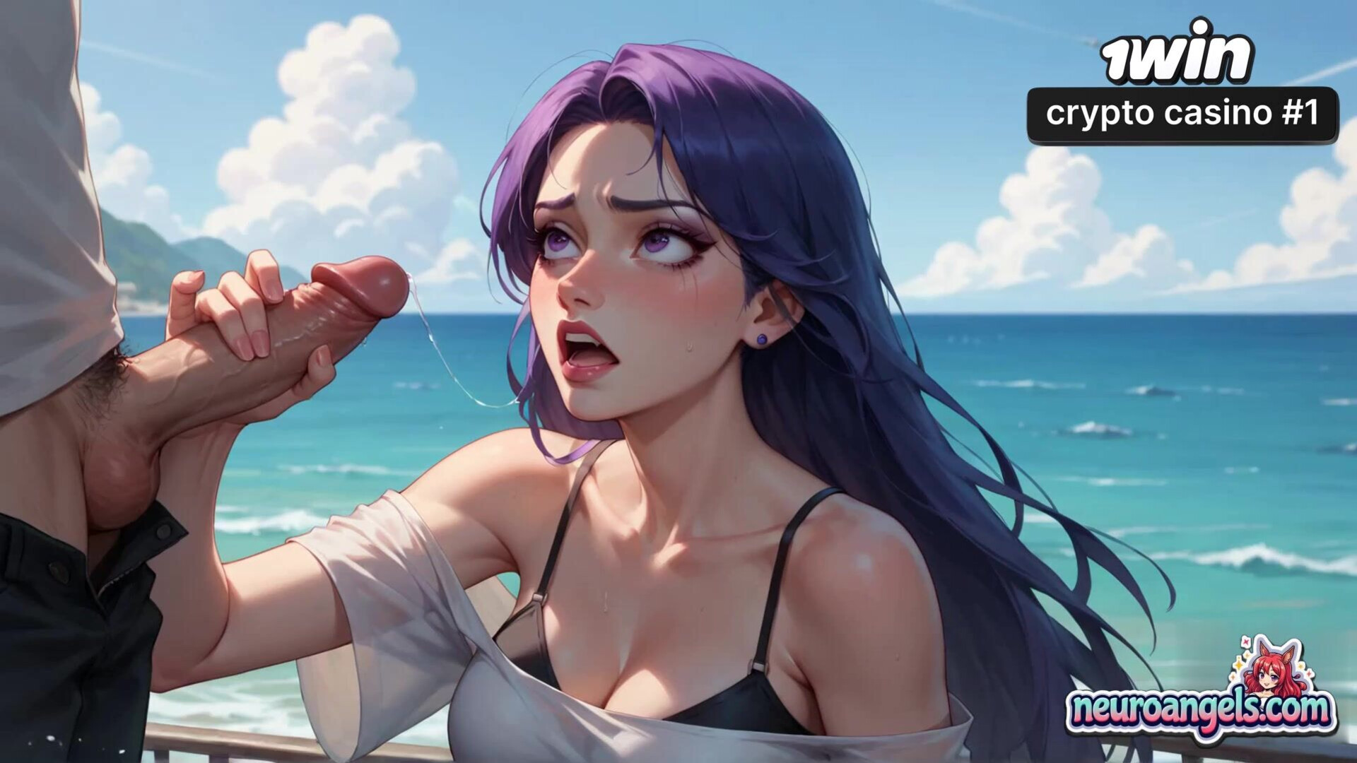 Purple passions drive ocean waves to beach sex, a insane gonzo XXX affair! - romantic - hardcore - wave - hair - ocean - beach - ai generated - sex - purple