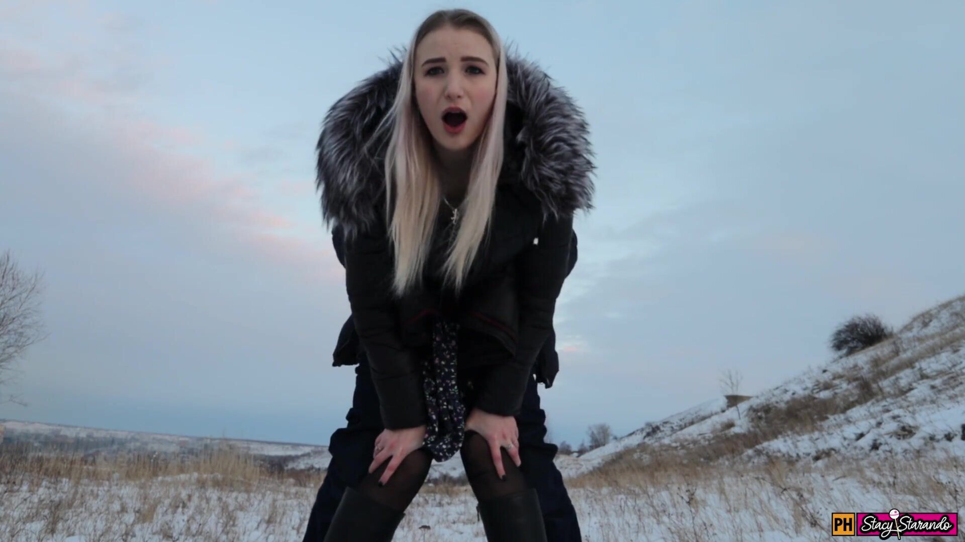 Stacy Starando Winter Blowjob And Sex With A Young Cute Girl In A Fur Coat Swallo - pov - hardcore - handjob