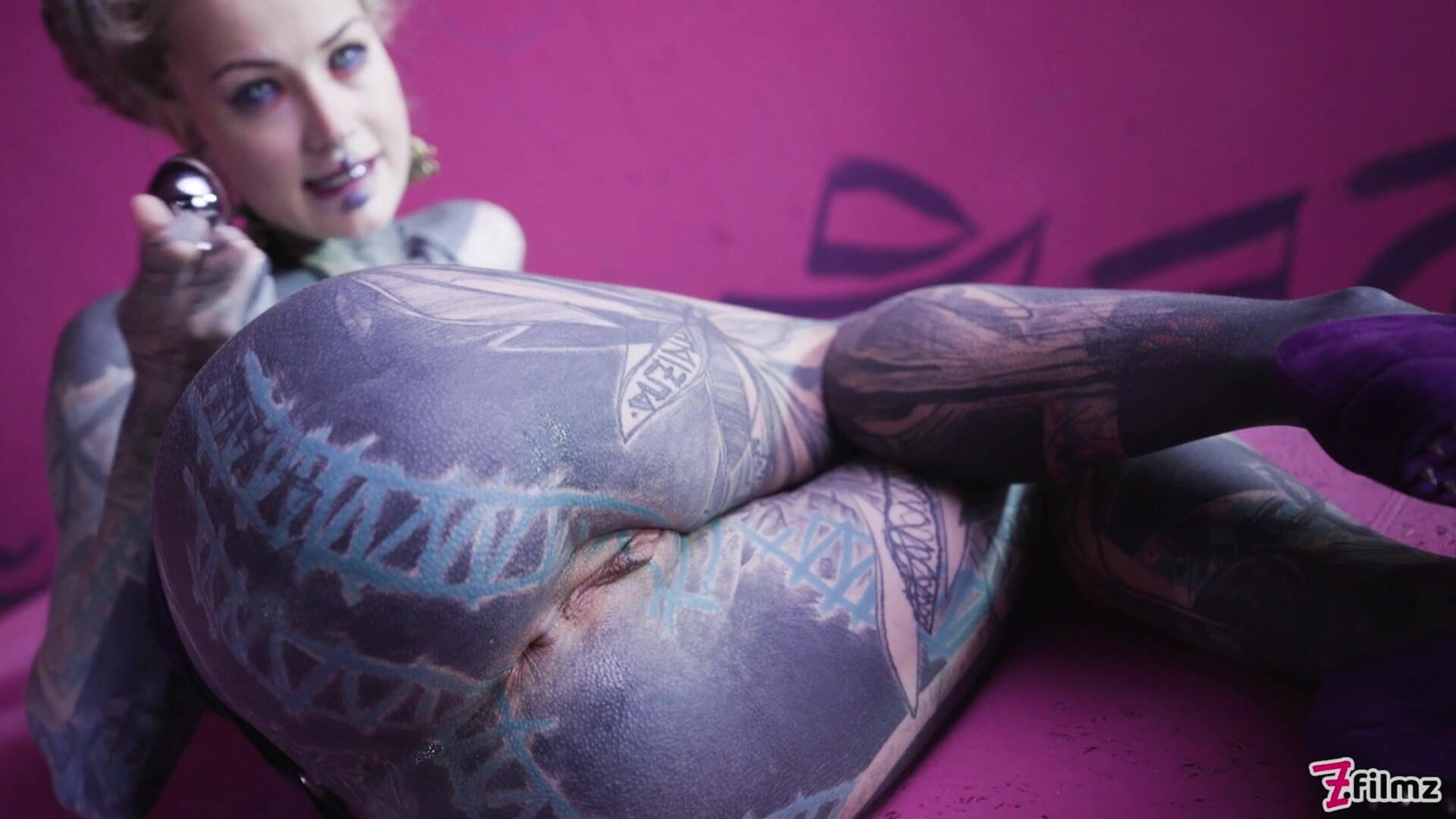 Anuskatzz plays with a variety of butt plugs - zfilmz - tattoos - tattooed - anal - toy - butt plug - fingering - blonde - small tits - petite