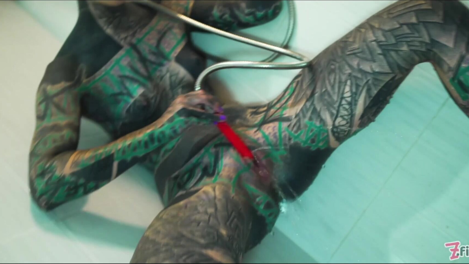 Heavily tattooed Anuskatzz fucks her ass in the shower - zfilmz - tattoos - tattooed - masturbating - anal - toy - squirting - shower - blonde - small tits