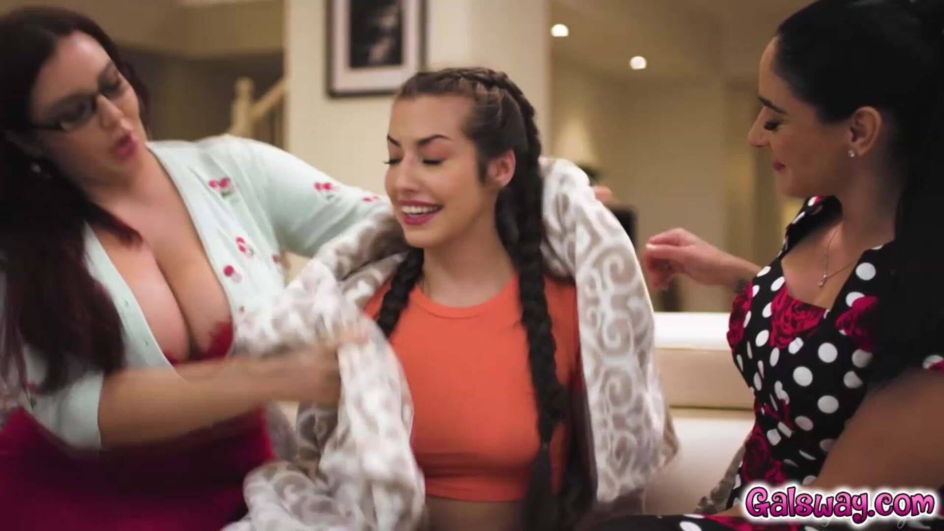 Spencer Bradley is suffering from homesickness! - girlsway - brunette - big tits - threesome - fingering - milf - petite - hairy - facesitting - lesbian