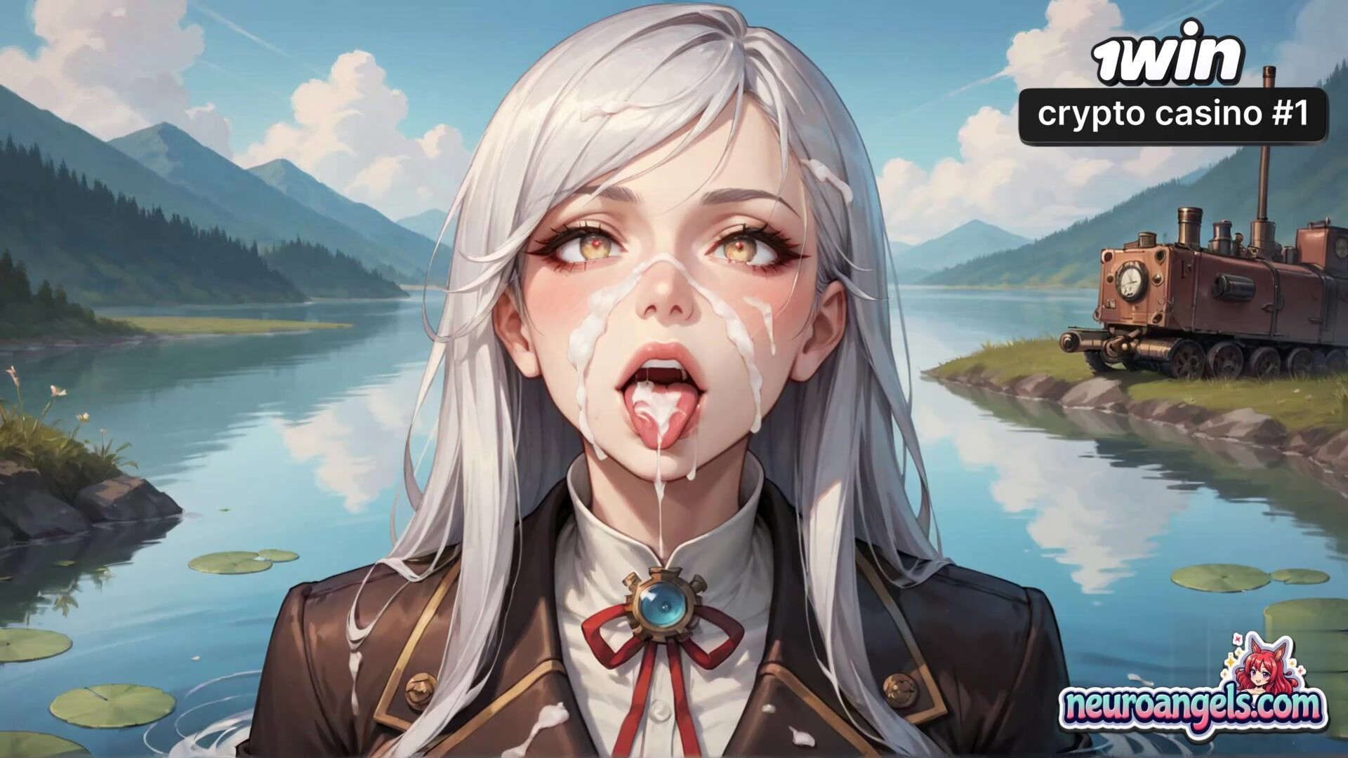 Steamy Milking Over the Lake - erotica - milking - hardcore - lakeside - penetration - multiple - steampunk - romantic - ai generated