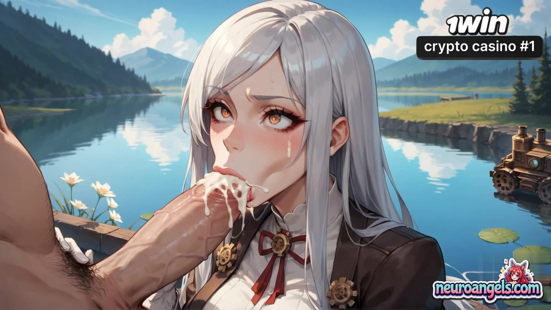 Steamy Milking Over the Lake - erotica - milking - hardcore - lakeside - penetration - multiple - steampunk - romantic - ai generated