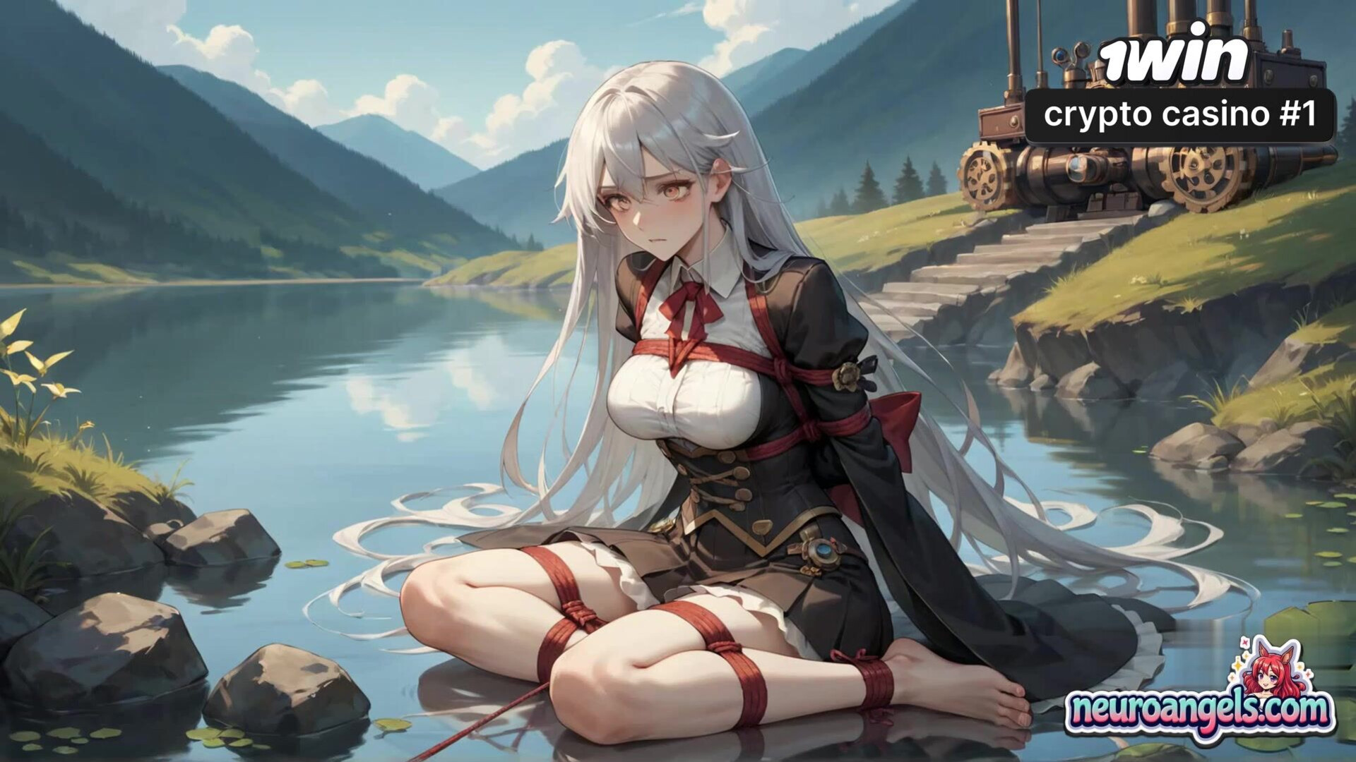 Steamy Milking Over the Lake - erotica - milking - hardcore - lakeside - penetration - multiple - steampunk - romantic - ai generated