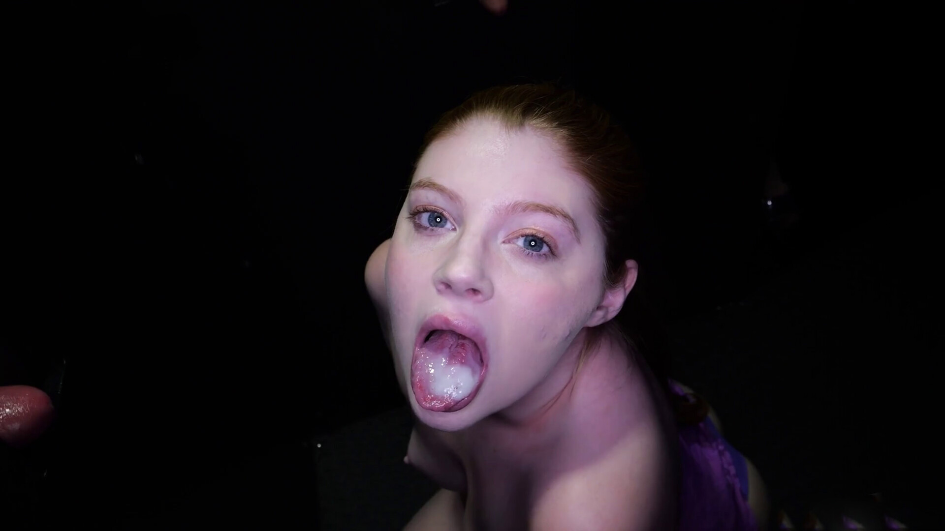 That's it Eve, now swallow it! - gloryhole - blowjob - oral - redhead - deepthroat - cumshot - facial - cum swallowing - cum on tongue - cum in mouth