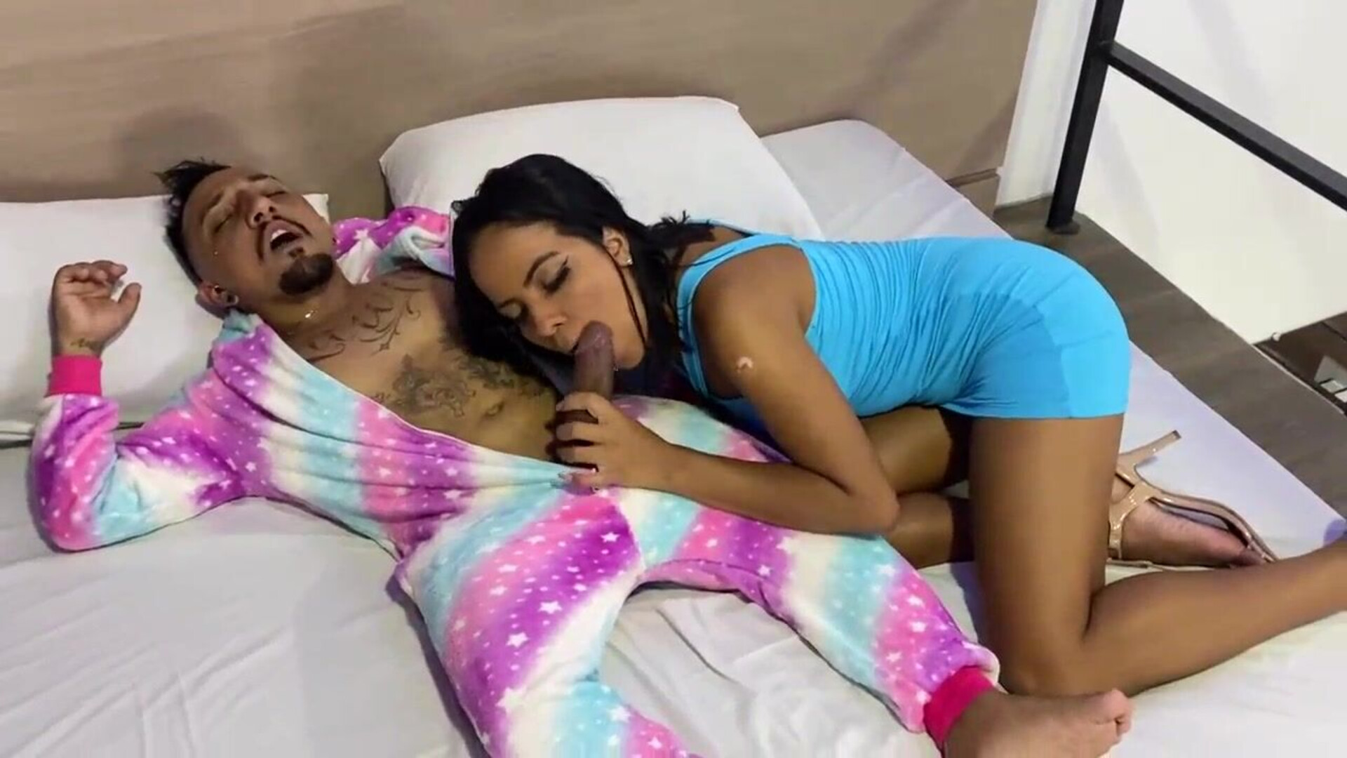 LA 26 [B] The dwarf dressed as a teddy bear ate the brunette's ass and made her - brunette - beautiful - anal