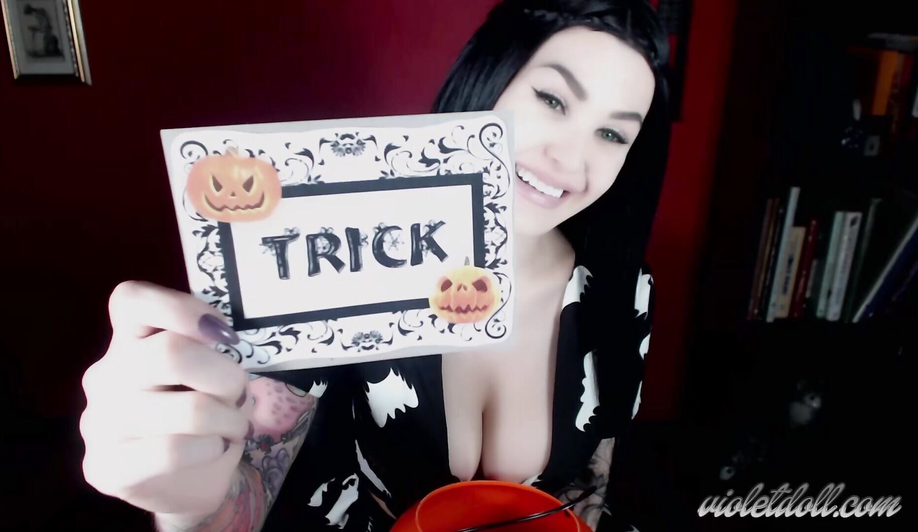 Violet Doll - Tricky Treats - ManyVids - femdom - devot - fetish - dirty talk - pov - big tits - tattoo - solo