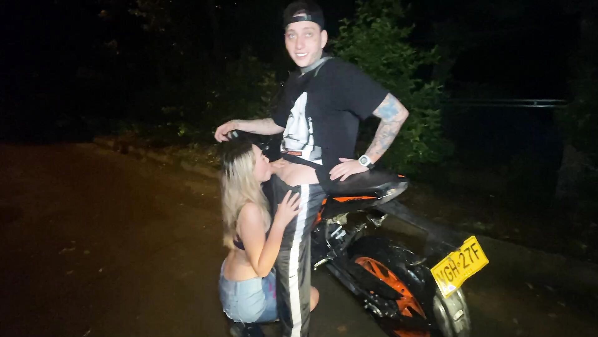 Katty Blake - Motorcycle Sex In The Middle Of The Road - ManyVids - tattoo - pov - blowjob - natural tits - teen